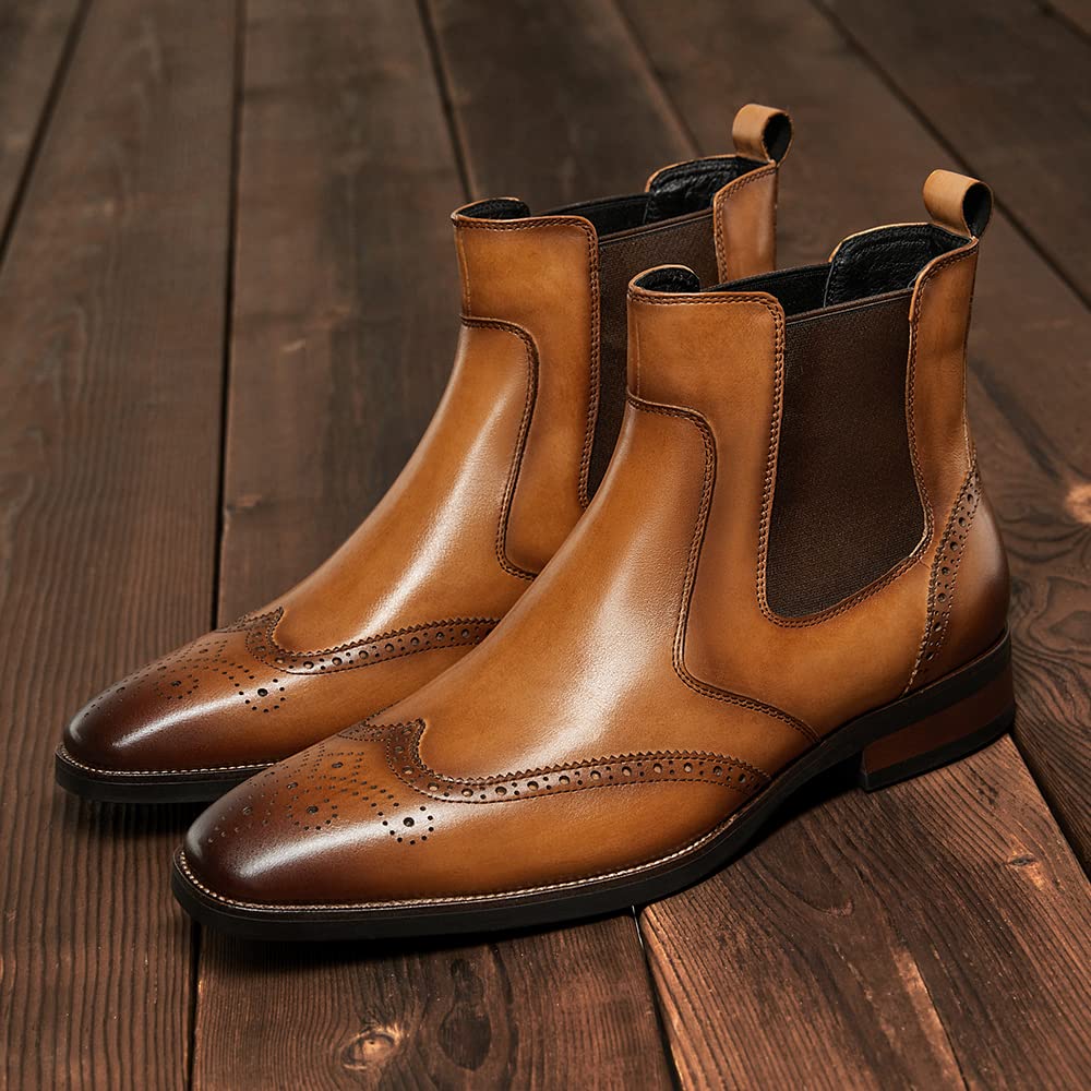 Men's Chelsea Boots - Genuine Leather Formal Dress Boots for Business, Office & Casual Wear | Slip-On Ankle Boots for Men