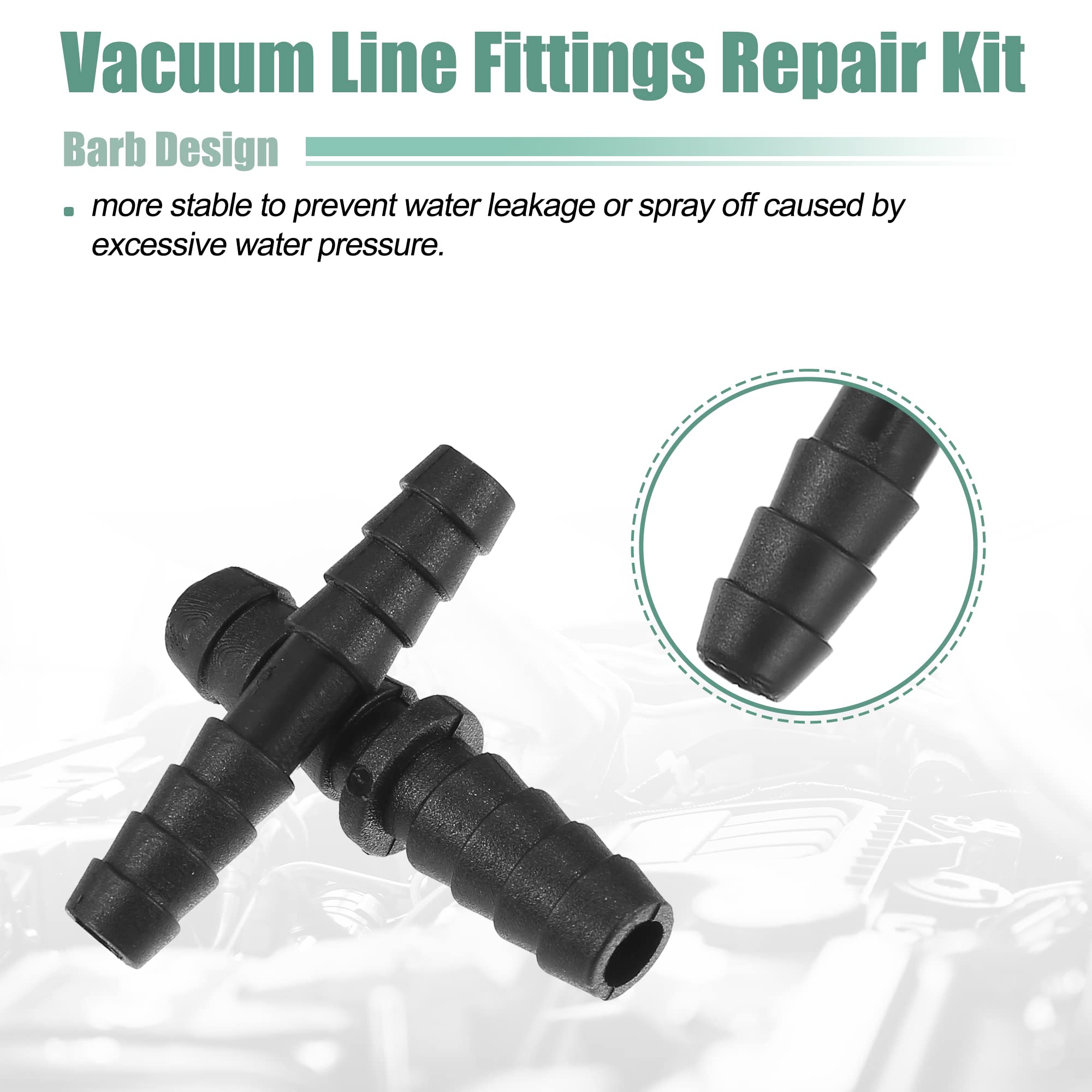 X AUTOHAUX 113-Piece 12-Size Automotive Vacuum Hose Connector Kit - Barbed Straight/Tee/Reducer Fittings for Car & Truck Vacuum Line Repair | Perfect for DIY Mechanics & Auto Maintenance