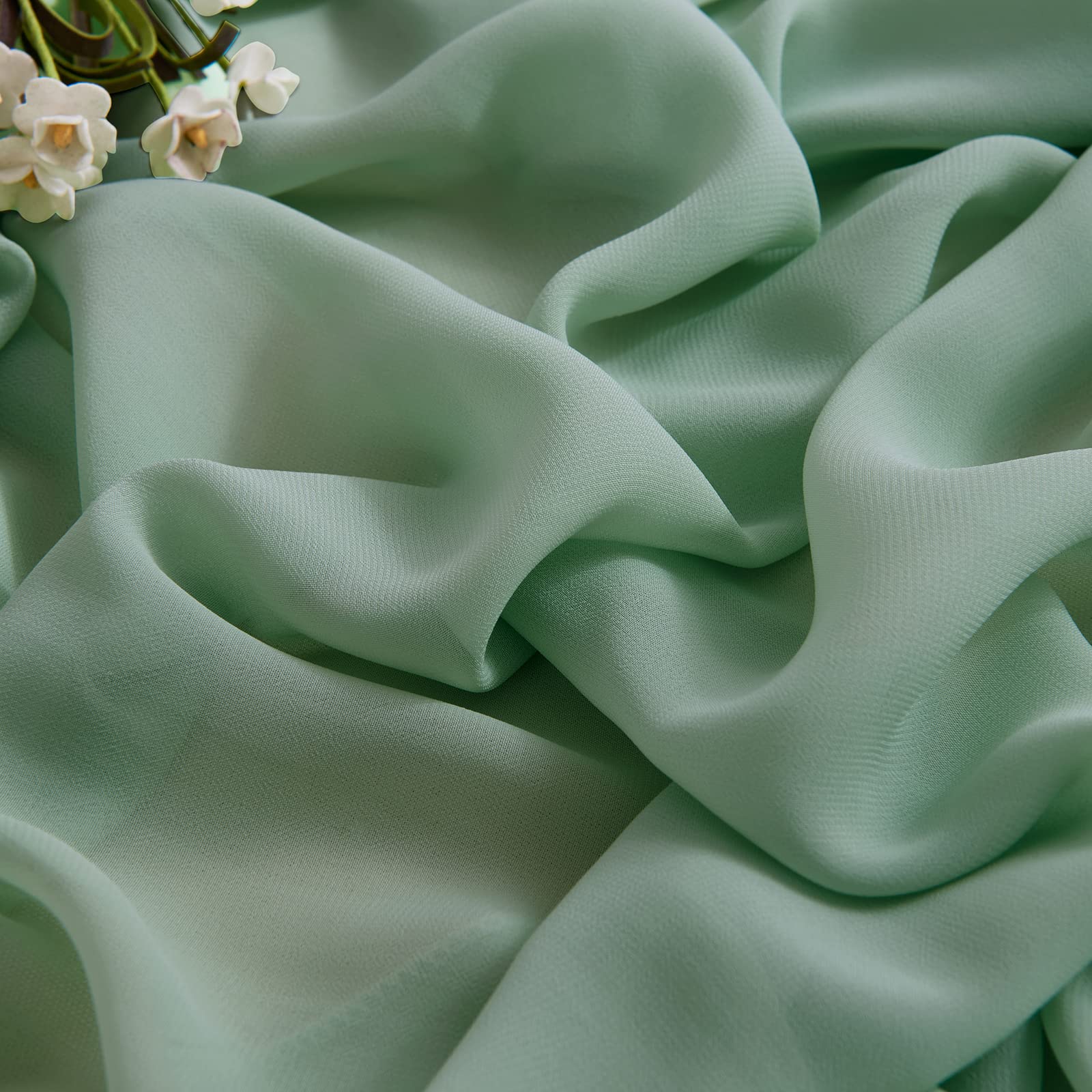 5 Pack Sage Green Chiffon Table Runner 10Ft (29x120 Inches) - Sheer Romantic Tulle Wedding Table Decor for Bridal Shower, Baby Shower, Birthday Party & Cake Table Decoration - Elegant Event & Home Decor