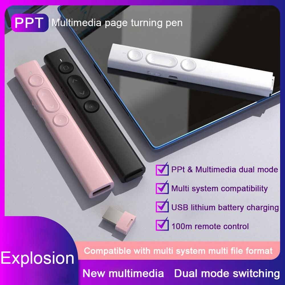 Wireless Presentation Clicker PowerPoint Remote for Laptop Computer - Laser Pointer Presenter with USB Receiver for Office Meetings, Classroom Teaching & Business Presentations (Pink)