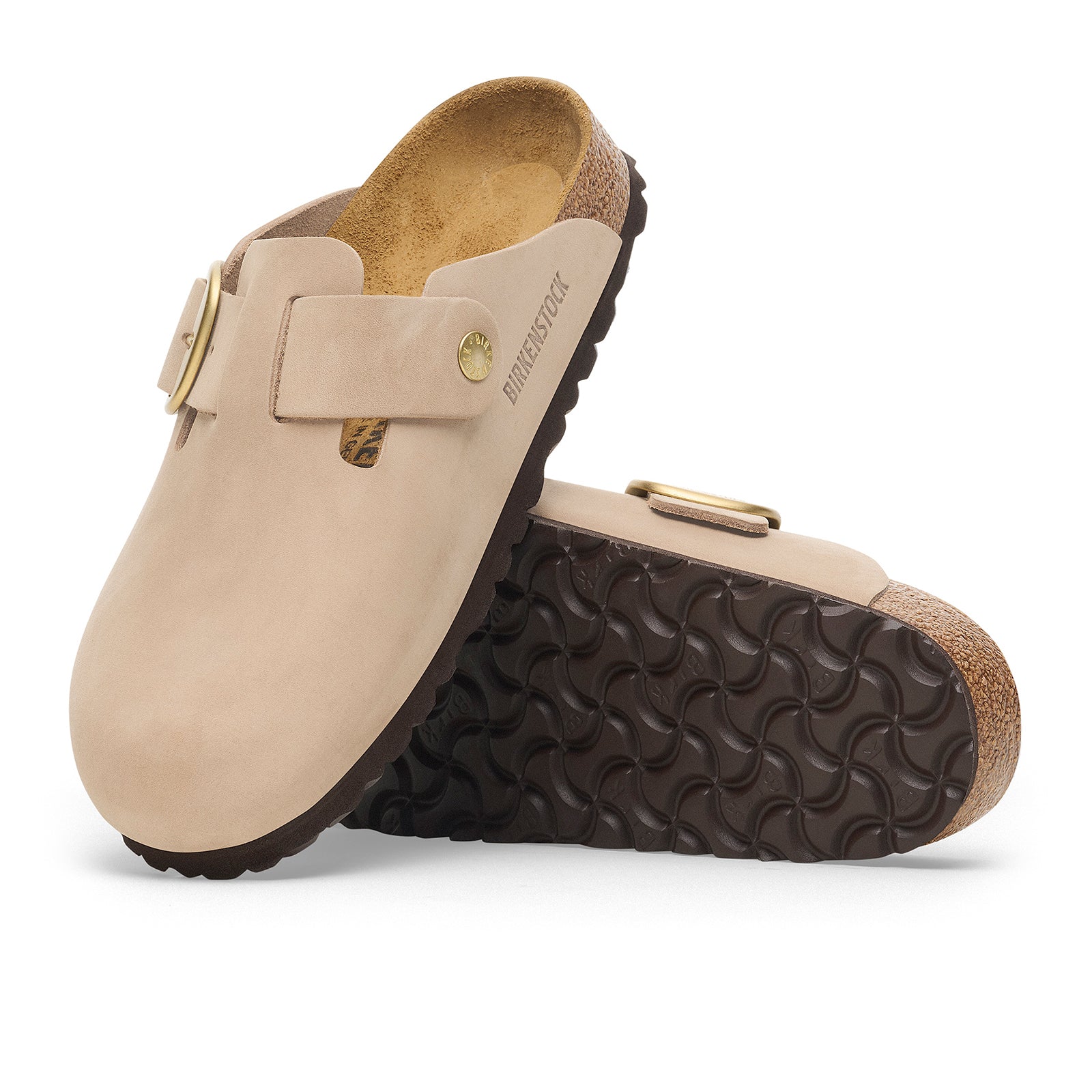 Birkenstock Boston Big Buckle Narrow Clog (Women)   Sandcastle Nubuck