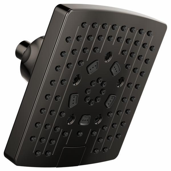 Brizo 87406 BNX 2.5 GPM 7-Square 5-Function Shower Head in Brilliance Black Onyx - High Pressure Rainfall & Massage for Spa-Like Bathroom Experience