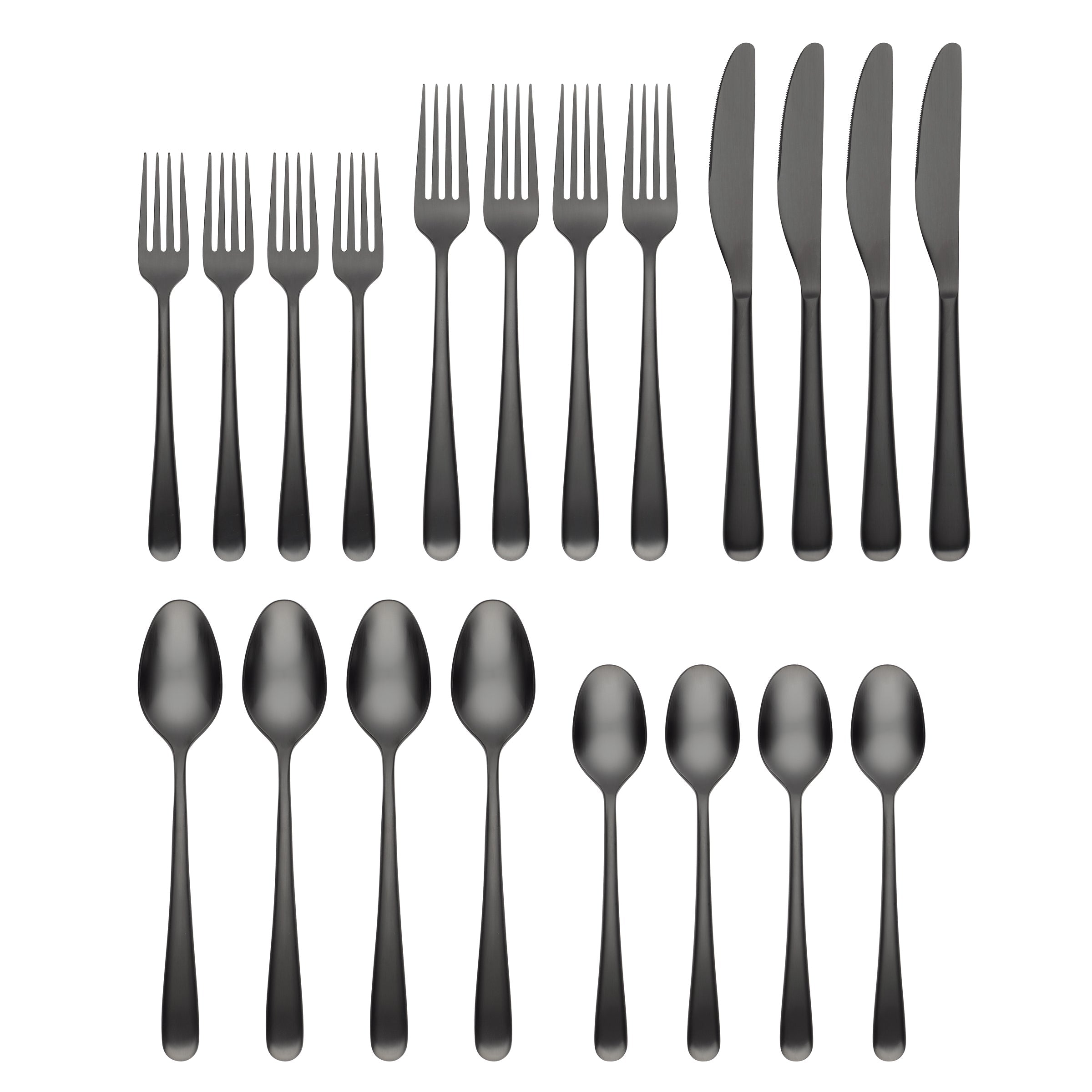 Rafael Black Satin 20-Piece Flatware Set - Elegant Stainless Steel Cutlery for Dining, Parties & Wedding Gifts