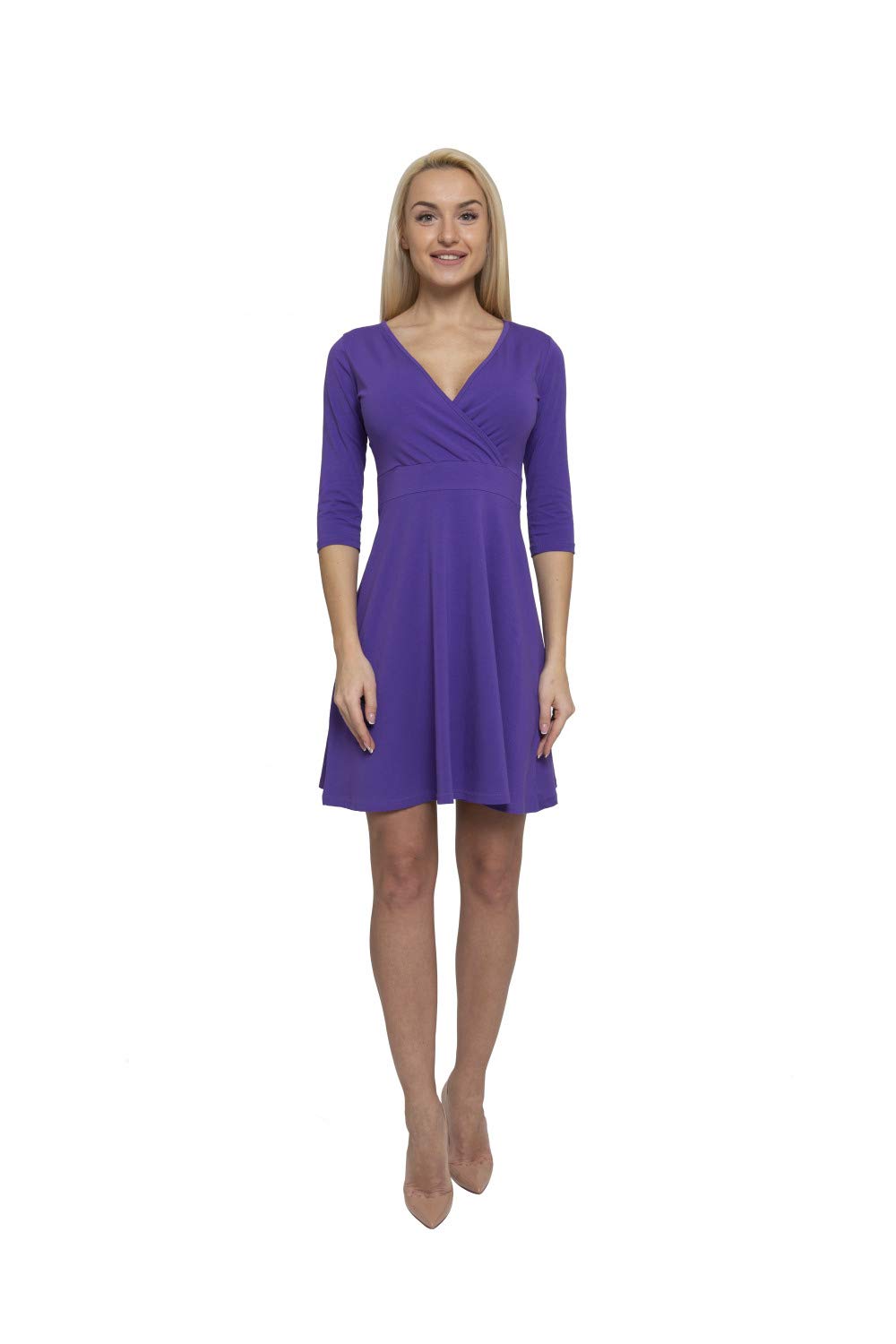 Lunarable Women's Cross Wrap A-Line Long Sleeve Dress - Elegant Flowy Midi Dress for Casual Wear, Office, Date Night & Special Occasions