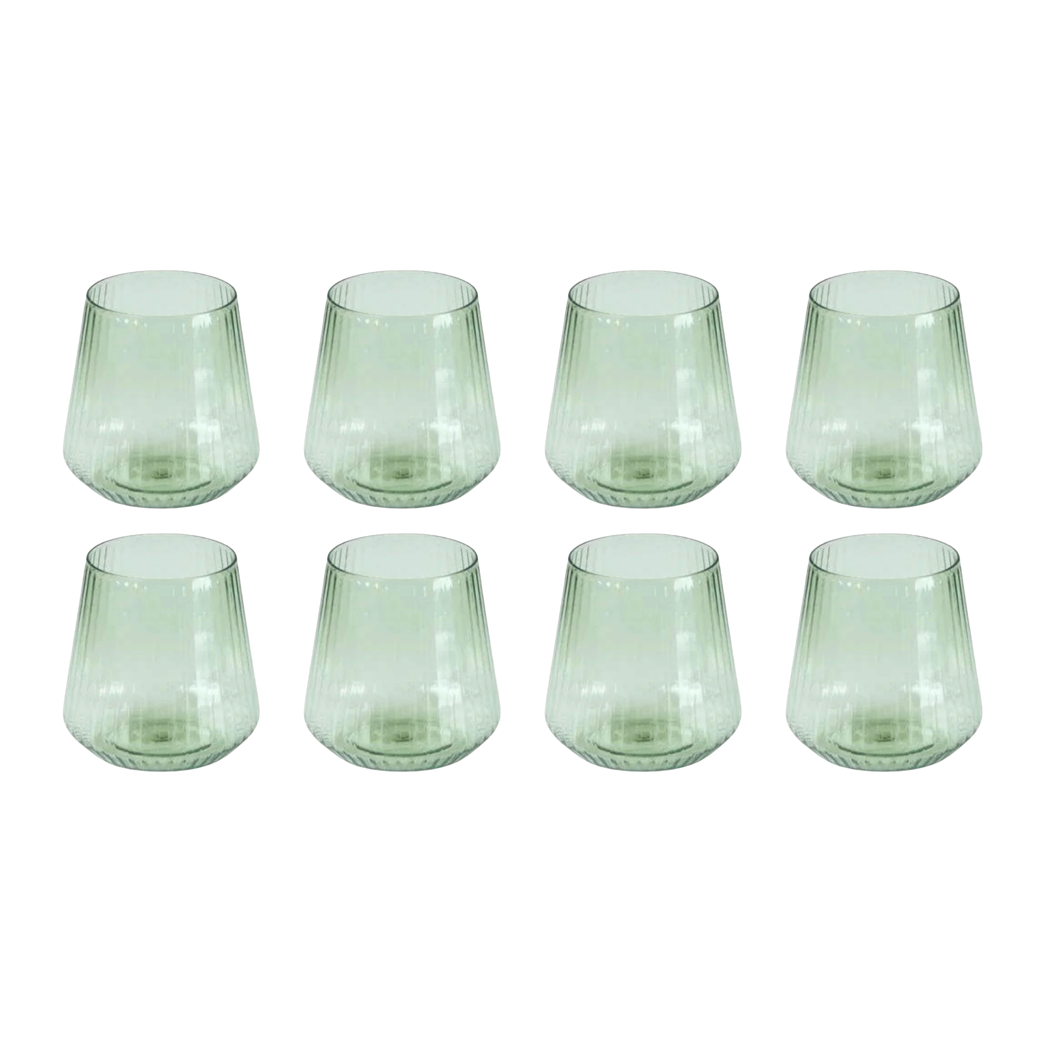 12 oz. Mint Green Plastic Stemless Ribbed Wine Goblets - 8 Pack Set for Outdoor Parties, Picnics, and Wedding Receptions