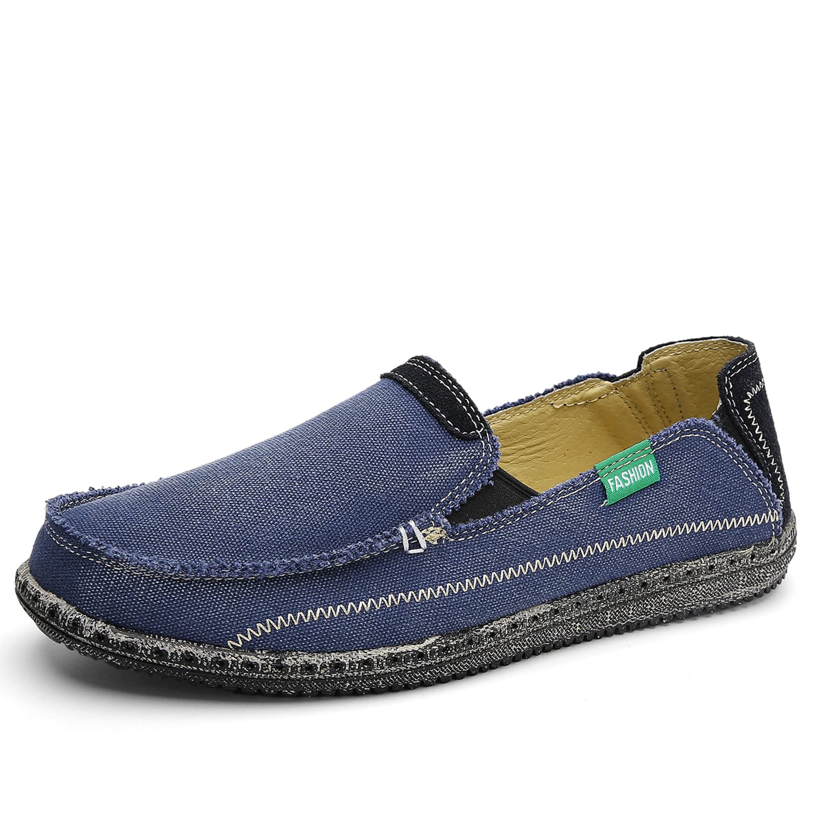 **Men's Slip-On Canvas Loafers - Vintage Boat Shoes for Casual Wear & Leisure | Comfortable Deck Shoes for Walking, Travel & Everyday Use**