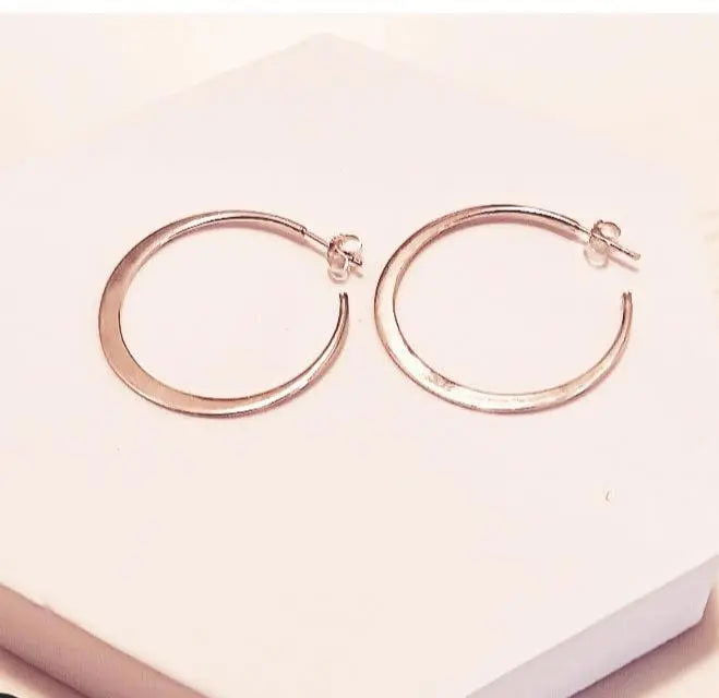 925 Sterling Silver Flat Tapered 3/4 Hoop Earrings for Women - Minimalist Everyday Jewelry for Work, Date Night & Special Occasions