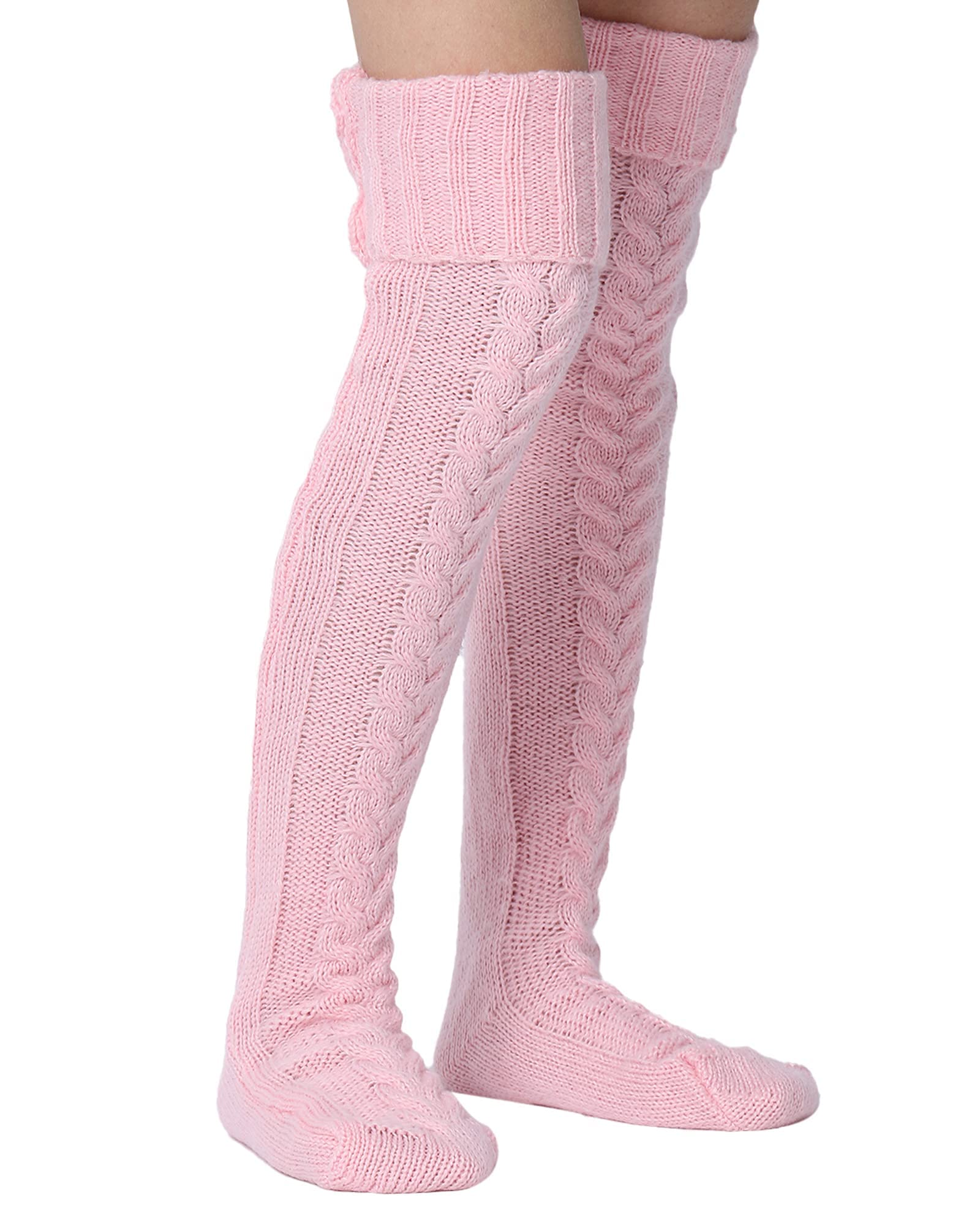 Springcmy Women's Extra Long Cable Knit Over-The-Knee Boot Socks - Warm Winter Leg Warmers for Snow Boots, Hiking & Cold Weather Fashion