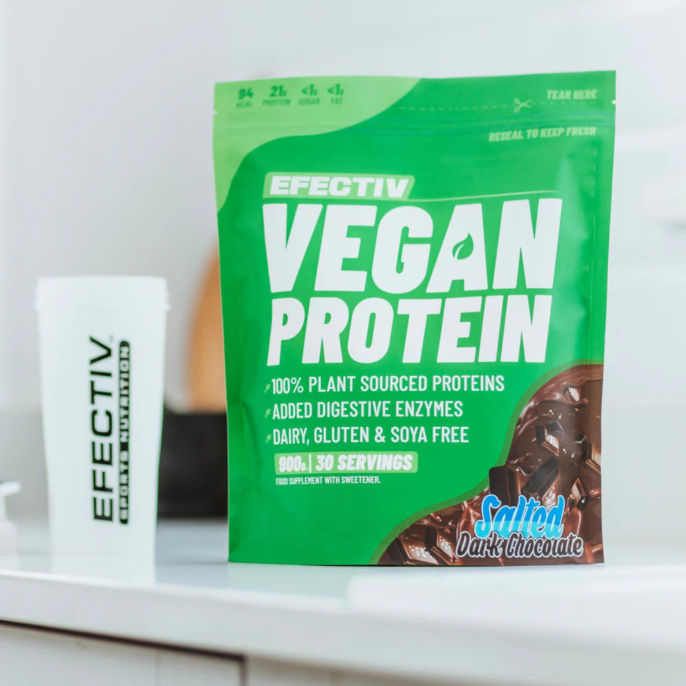 EFECTIV Vegan Plant-Based Protein Powder 900g - Organic, Gluten-Free & Non-GMO - Perfect for Smoothies, Baking & Post-Workout Recovery