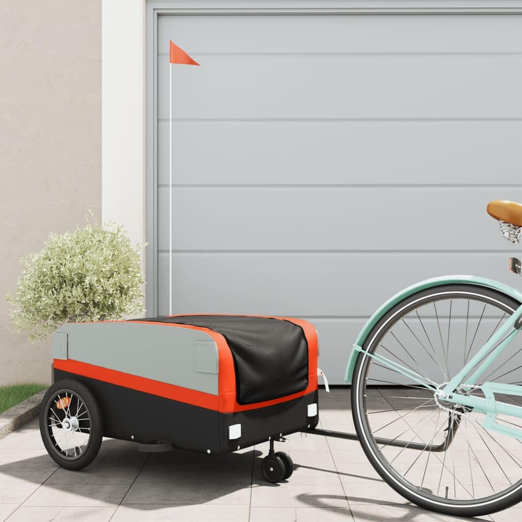 Heavy Duty Black and Red Bike Cargo Trailer - 99.2 lb Capacity, 53.9
