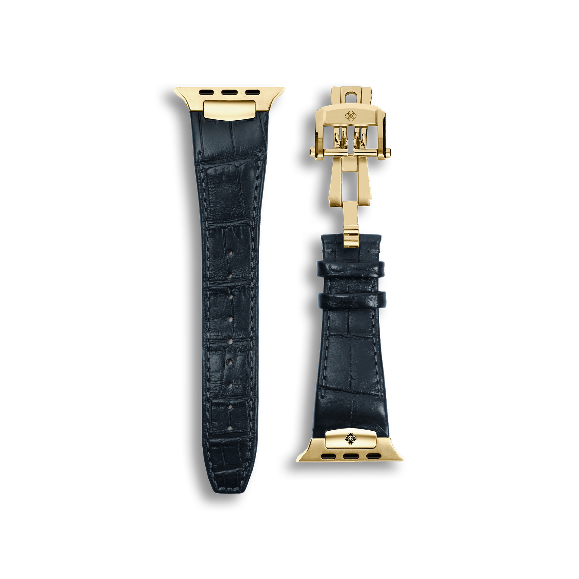 Premium Genuine Alligator Leather Apple Watch Band - Navy Blue - Luxury Replacement Strap for Apple Watch Series 1/2/3/4/5/6/7/8/SE - Perfect for Business, Formal Events & Everyday Wear