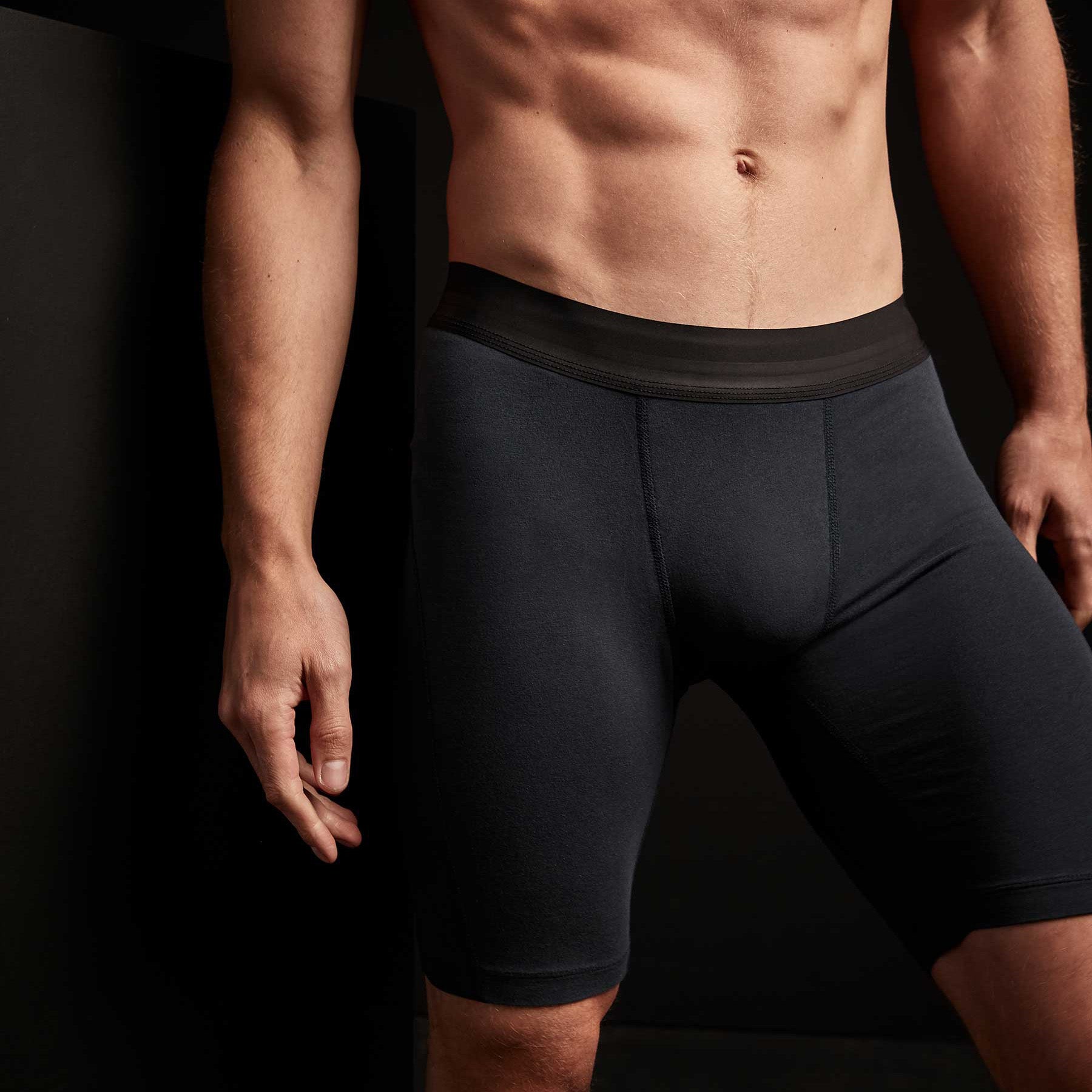 Elevated Lotus Sport Boxer Briefs for Men - Long Leg French Navy - Comfortable Athletic Underwear for Running, Gym & Workout