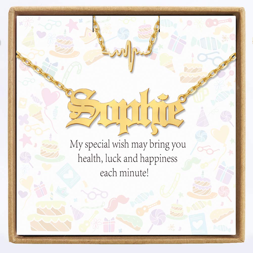Personalized Layered Name Necklace - Custom Heartbeat Design 18K Gold Plated Nameplate Jewelry | Unique Birthday Gift for Women, Wife, Girlfriend | Perfect for Anniversaries, Valentine's Day & Special Occasions