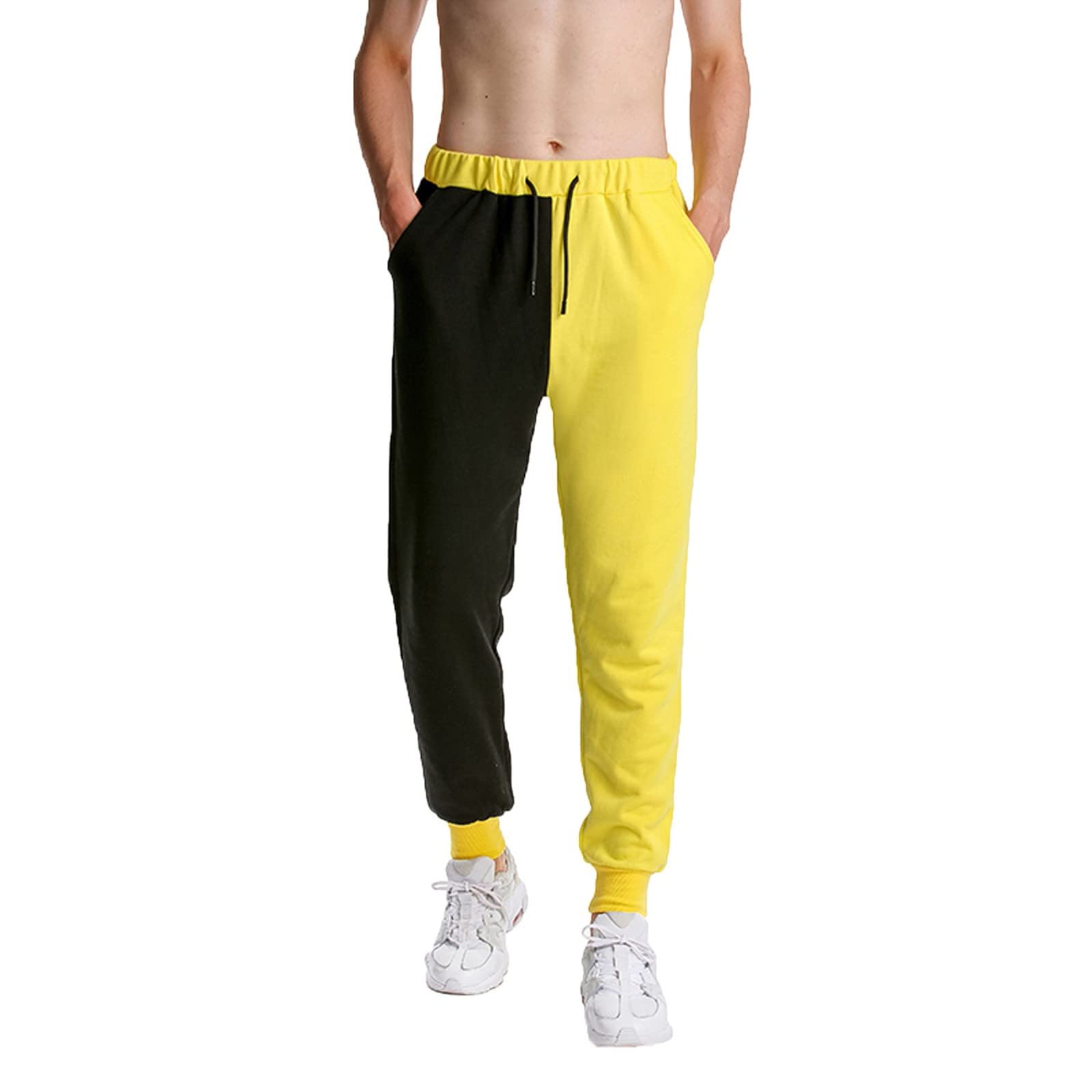 Breathable Men's Jogger Pants with Pockets - Comfortable Tether Sports Long Pants for Running, Gym & Casual Wear - Harem Style Binding & Matching Colors