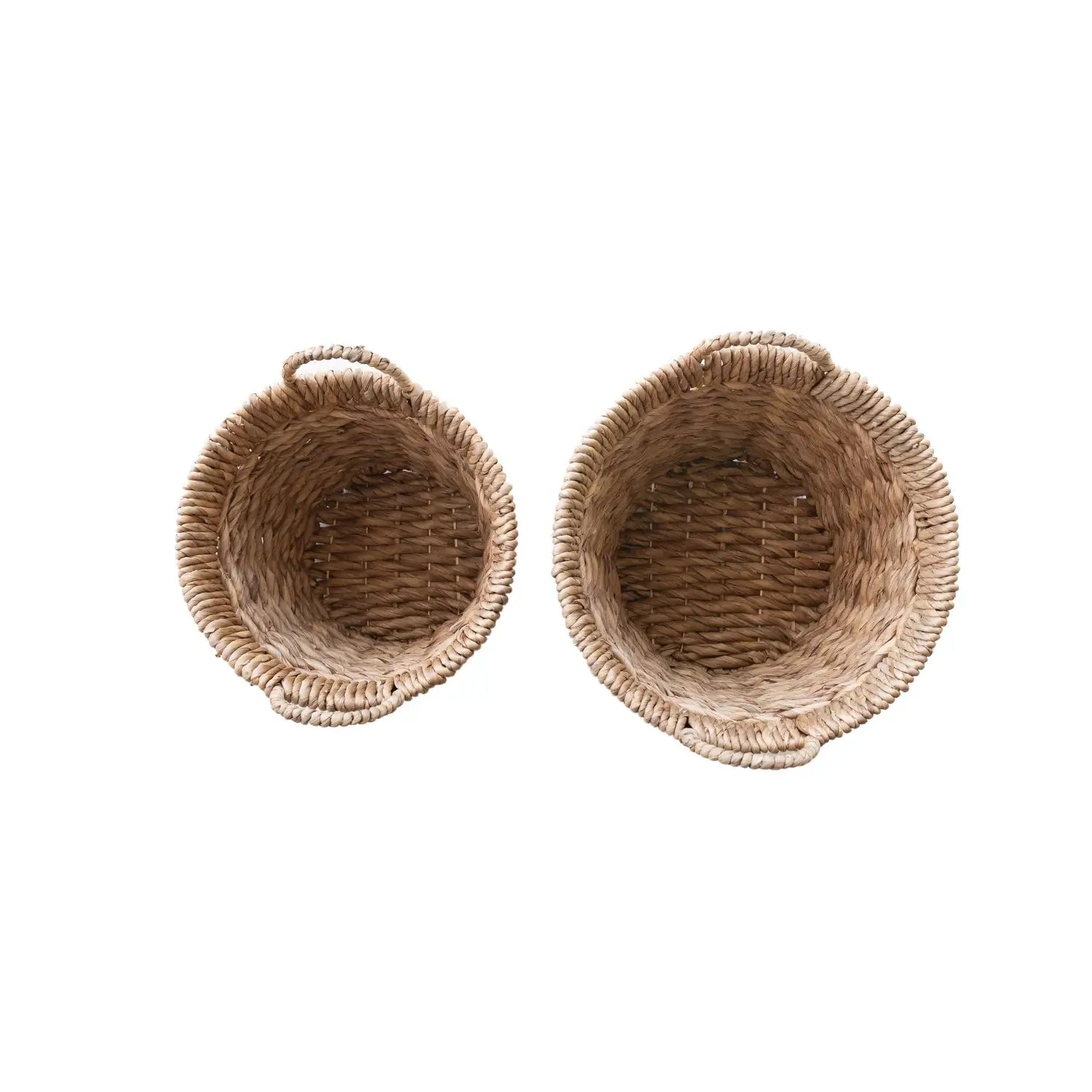 Hand Woven Water Hyacinth Basket Set - Natural Eco-Friendly Storage Baskets for Home Organization, Laundry, or Picnic - Perfect for Living Room, Bedroom, and Bathroom Decor