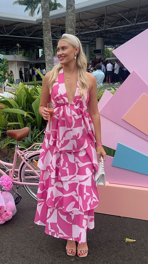 Adriana Women's Floral Maxi Dress in Pink - Perfect for Summer Beach Vacations, Weddings & Casual Outings