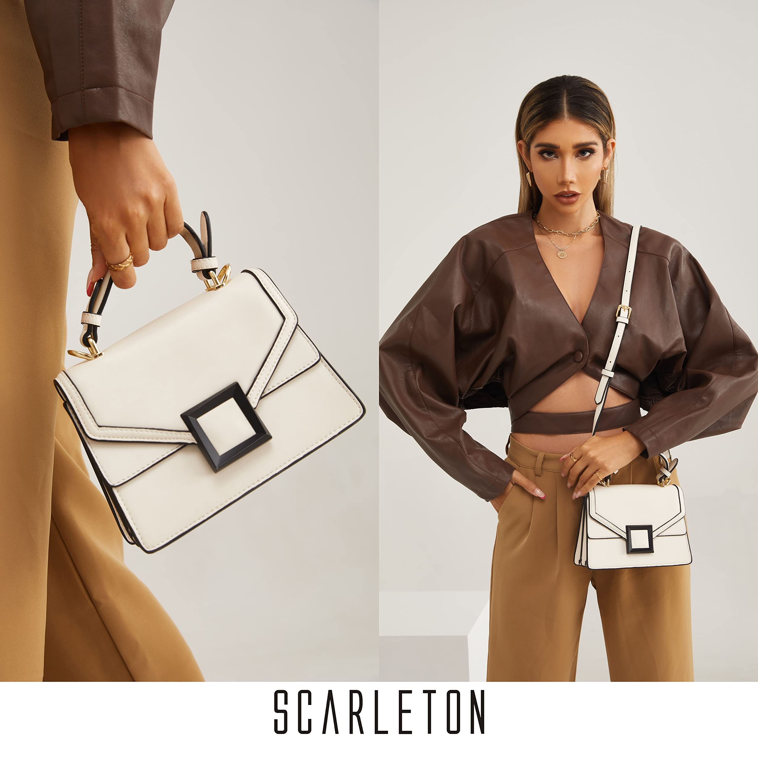 Scarleton Women's Crossbody Bag - Structured Mini Satchel Purse with Top Handle Shoulder Strap | Stylish & Functional H2077 | Perfect for Work, Travel & Everyday Use