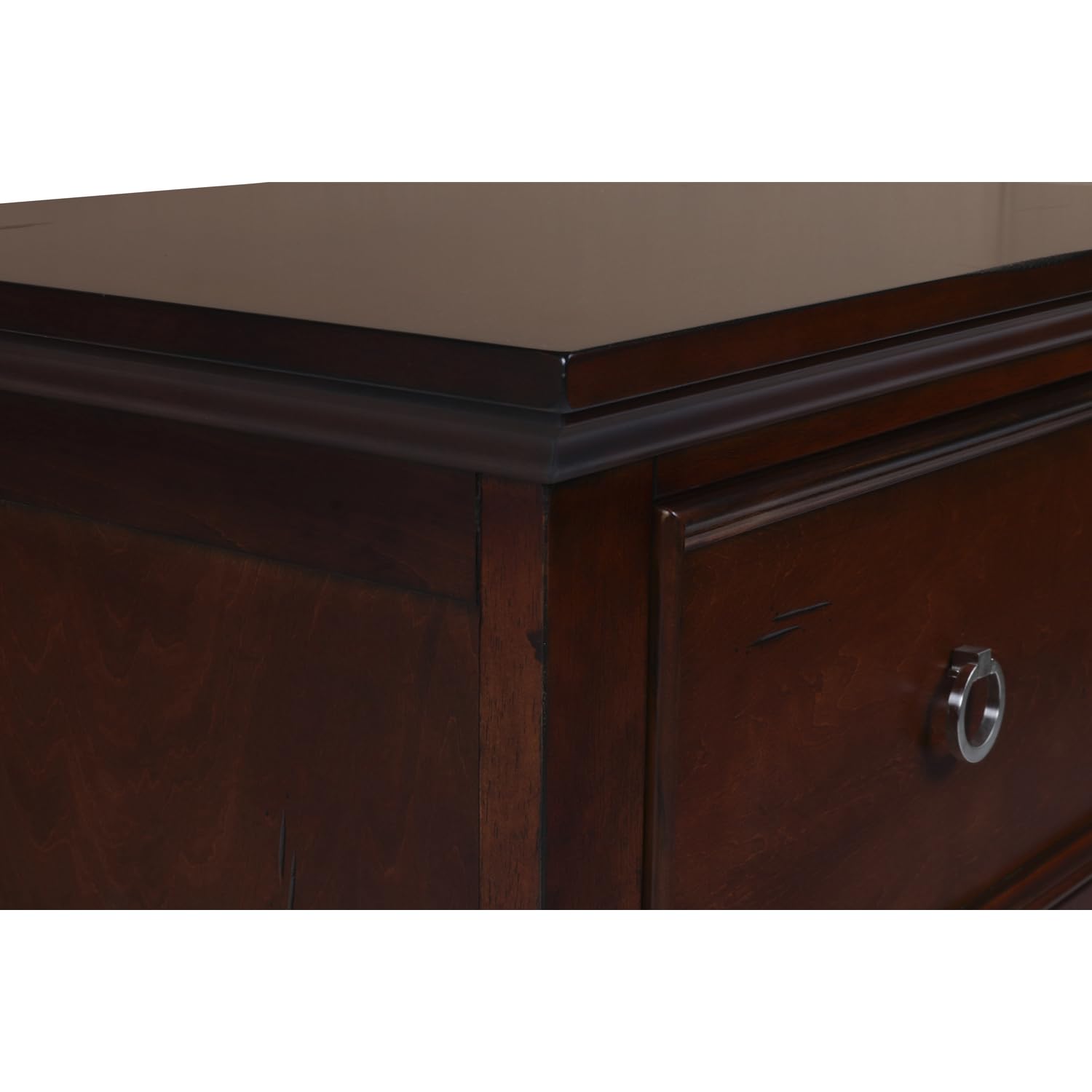 Tamarack Wood 2-Drawer Nightstand - Classic Brown Cherry Bedside Table for Bedroom | Rustic Wooden Nightstand with Storage Drawers | Perfect for Small Spaces & Apartment Living