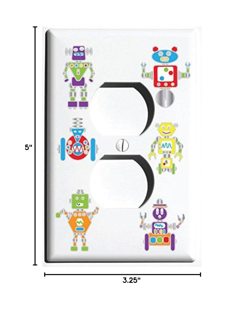 Robot Outlet Cover - Kids Wall Decor for Nursery & Playroom Safety