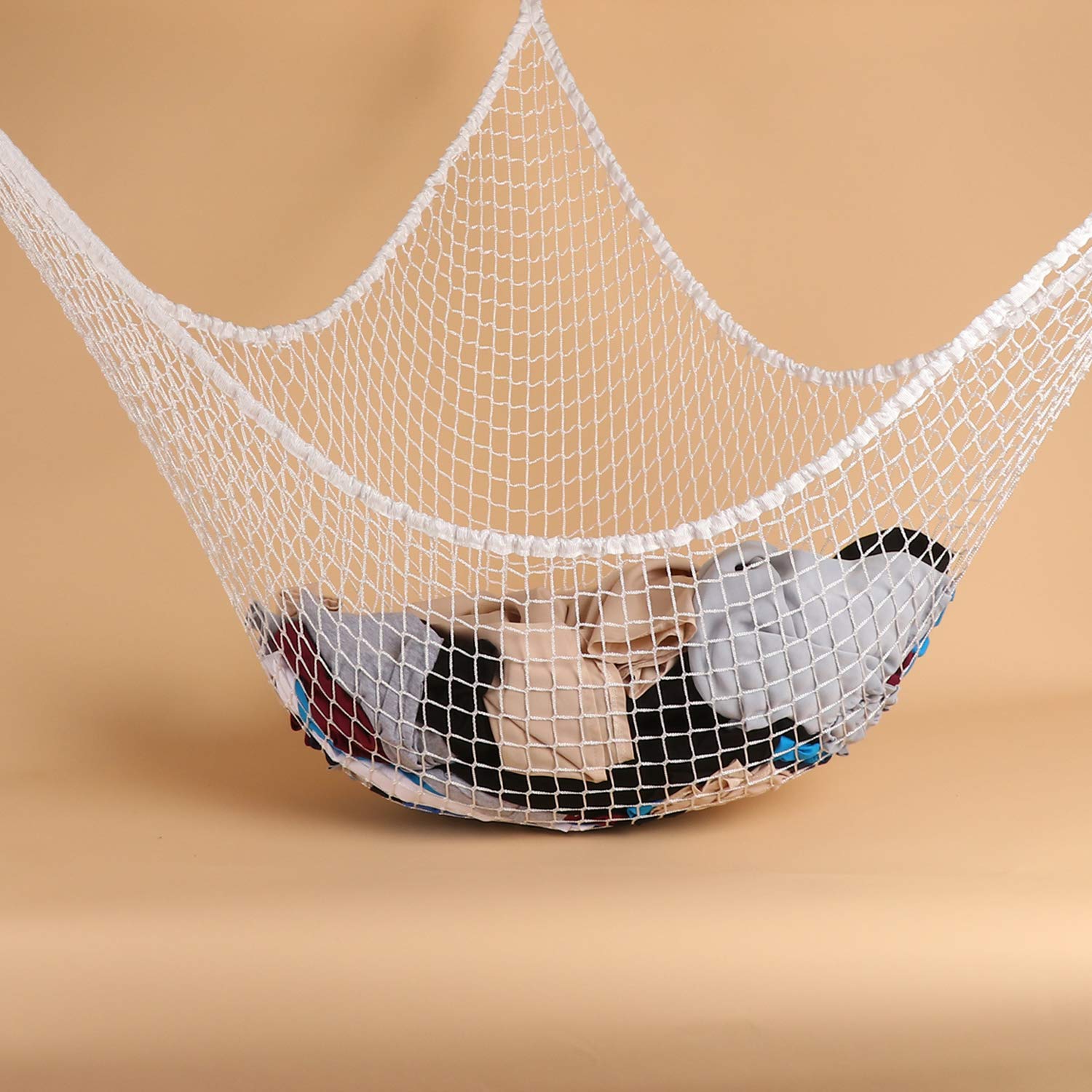 LXUNYI 70-Inch White Mesh Toy Hammock - Stuffed Animal Storage Net Organizer for Kids' Bedroom, Wall Corner, and Playroom - Perfect for Baby Toys, Plushies, and Children's Room Decor