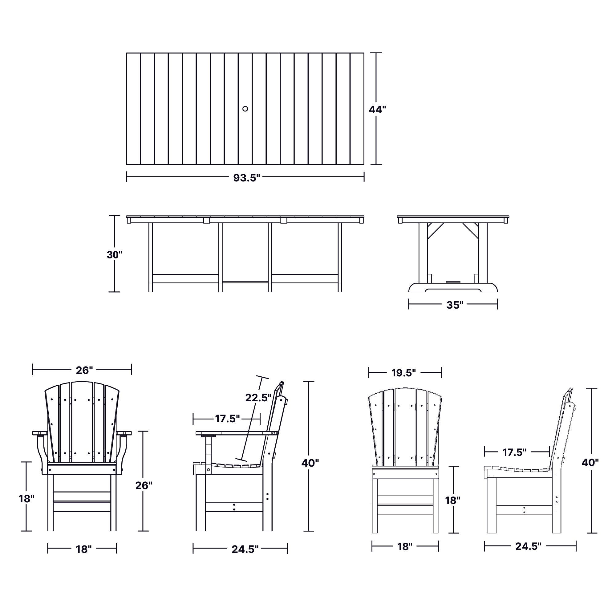 Heritage 9-Piece 44x94 Inch Dining Table Set - Perfect for Family Gatherings, Dinner Parties & Formal Dining Rooms