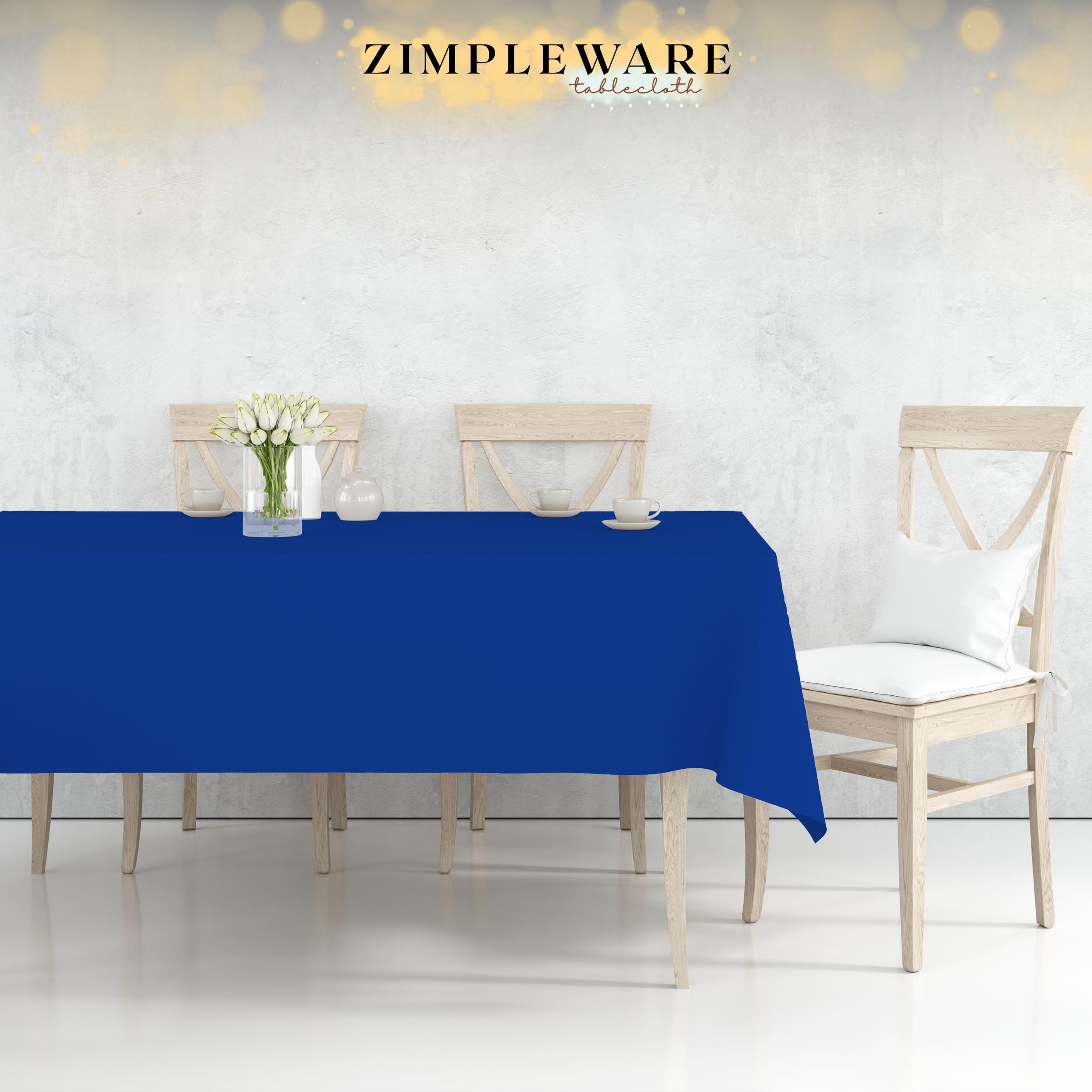 Premium Blue Disposable Plastic Tablecloth (6 Pack) - 54x108 Inch Rectangle Table Cover for 6-8ft Tables - Waterproof & Wrinkle-Free for Parties, BBQs, Picnics & Outdoor Events