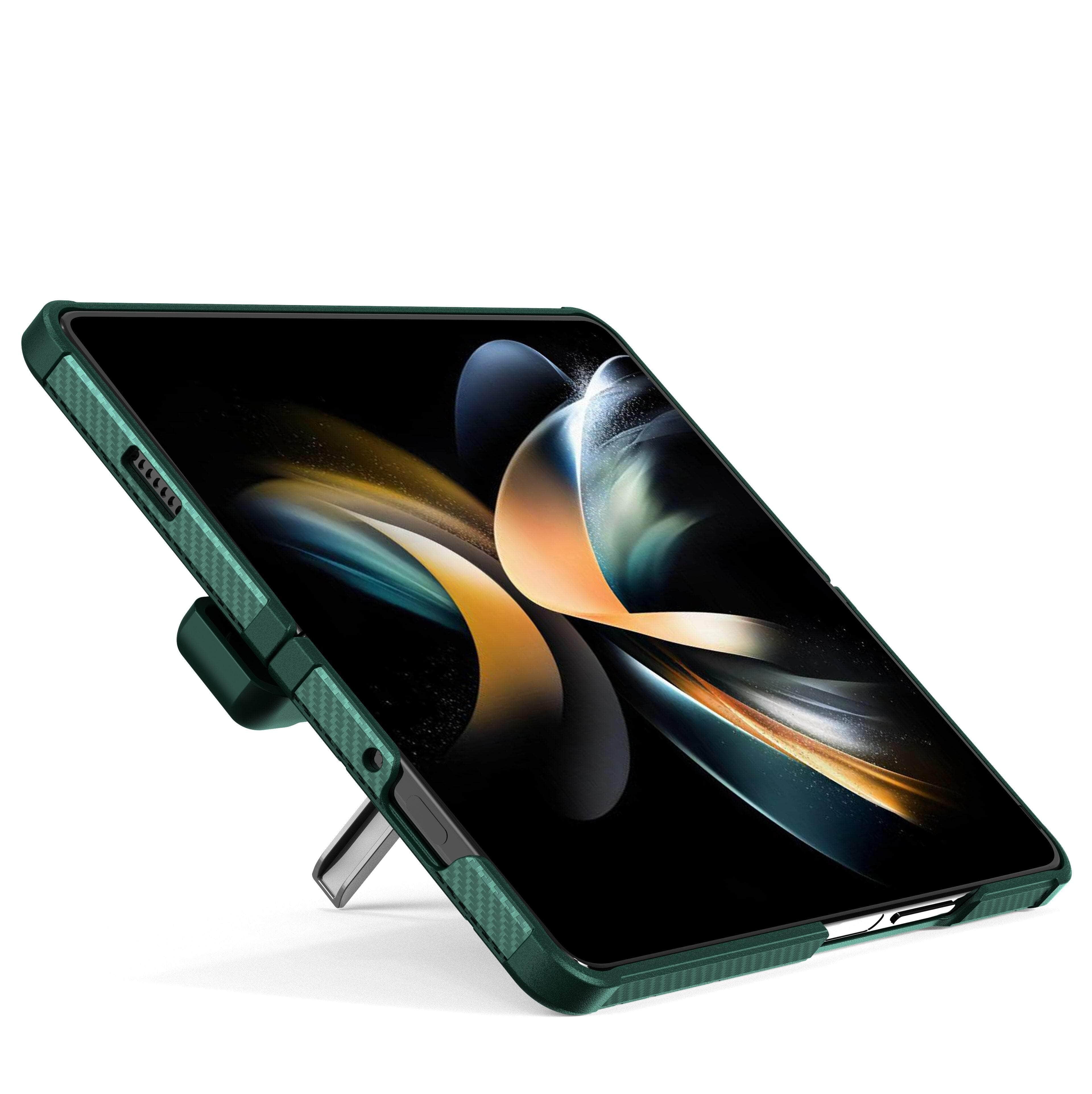 Durable Galaxy Z Fold 5 Armor Case with Rugged Bracket - Shockproof Protection for Outdoor, Work & Travel Use