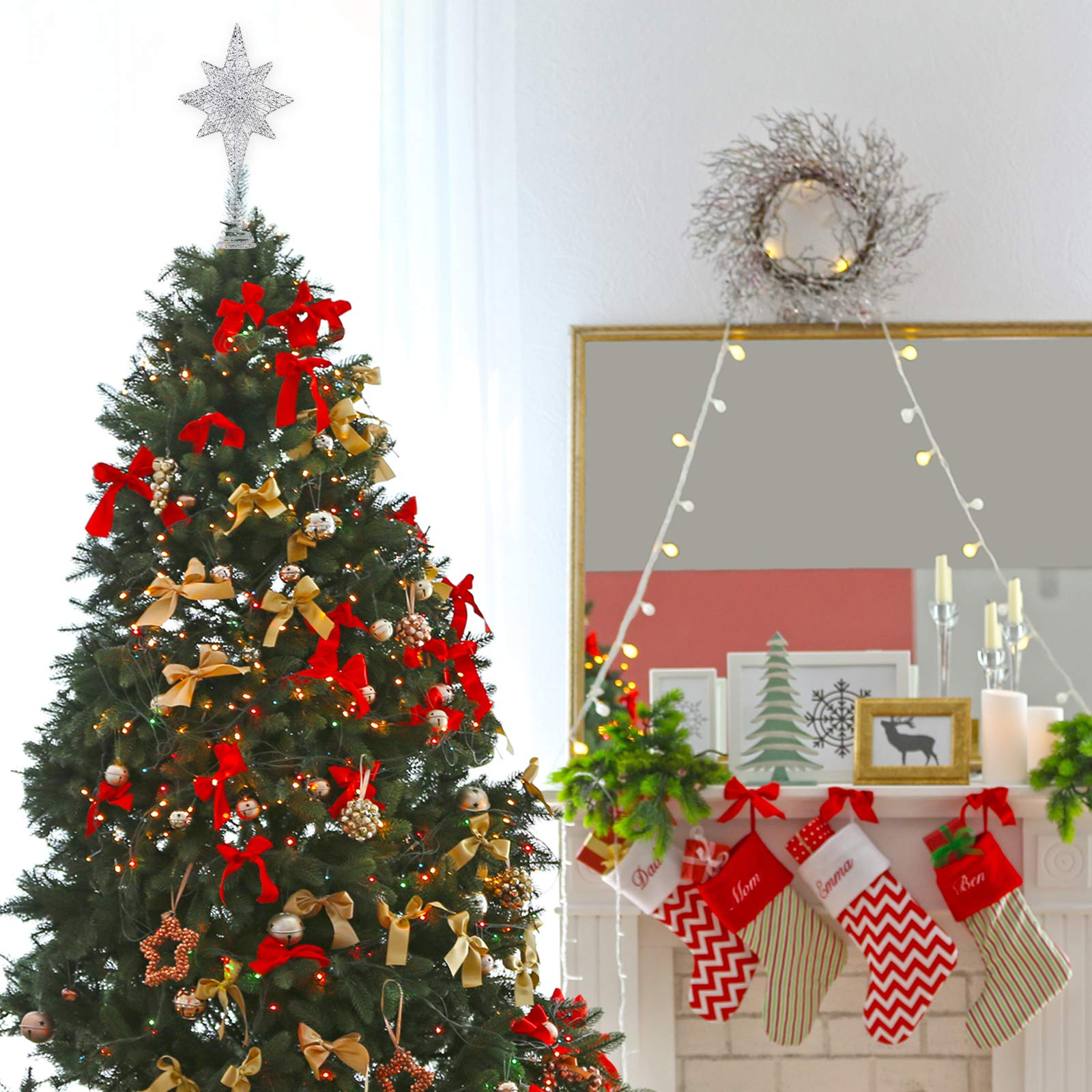 Christmas Tree Star Topper - Xmas Tree Decor for Party & Home
