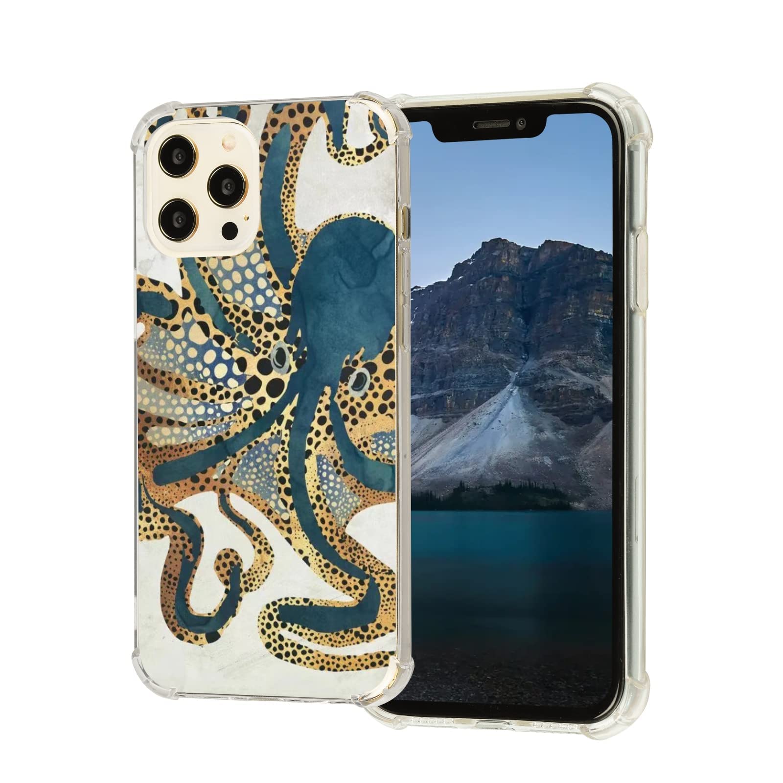 Cute Blue Octopus Phone Case for iPhone 12 Pro Max - Soft TPU Bumper Cover with Trendy Sea Creature Design, Wireless Charging Compatible - Perfect for Beach Lovers & Ocean Theme Enthusiasts