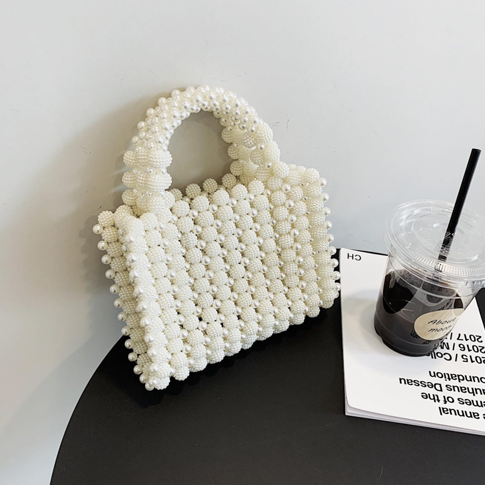Elegant White Artificial Pearl Clutch Purse for Women - Square Evening Bag for Party, Wedding, Travel & Special Occasions | Perfect Bridal Accessory & Formal Event Handbag
