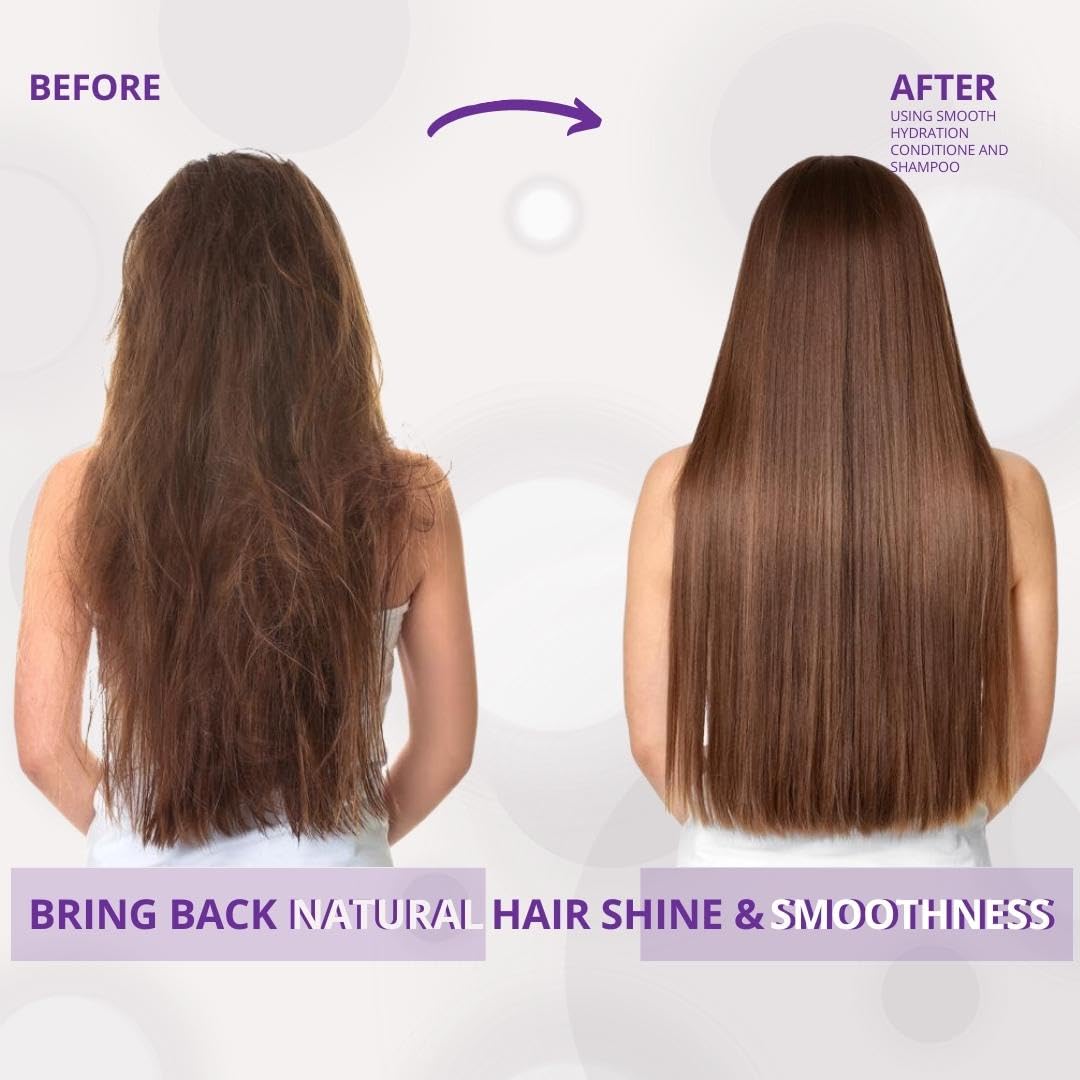 Silk Keratin Shampoo & Conditioner Set - Sulfate-Free Smooth Protection Shampoo & Hydrating Conditioner (27oz) for Dry, Damaged Hair - Salon Quality Hair Care for Frizz Control & Shine Enhancement | Perfect for Daily Use & Color-Treated Hair