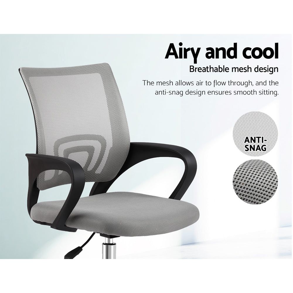 Ergonomic Mesh Office Chair with Mid Back Support - Grey - Perfect for Home Office, Gaming, and Workspace Comfort