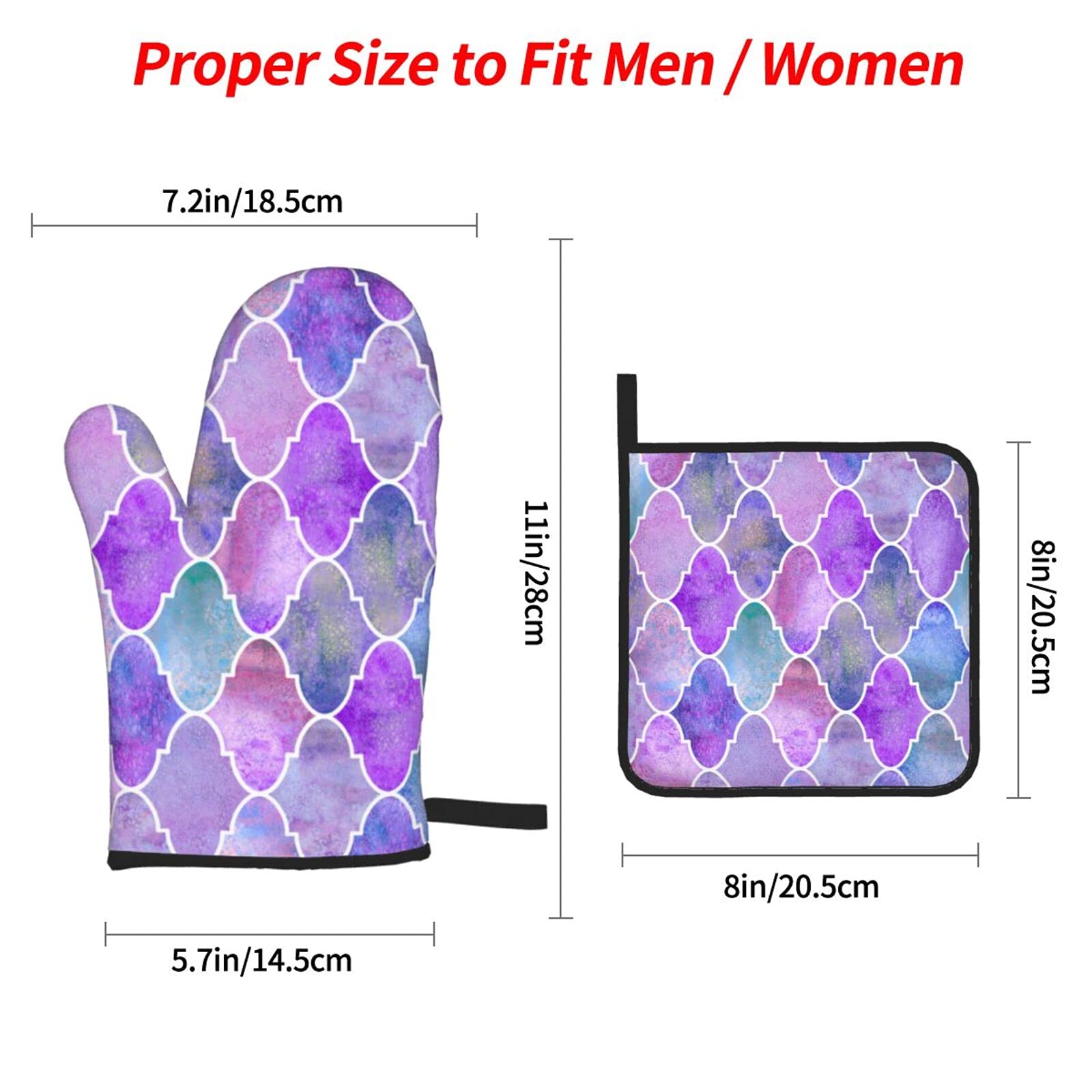 Heat Resistant Purple Pot Holders with Pockets - Set of 4 Oven Mitts for Cooking, Baking & Grilling | Kitchen Essentials for Baking, BBQ & Holiday Cooking