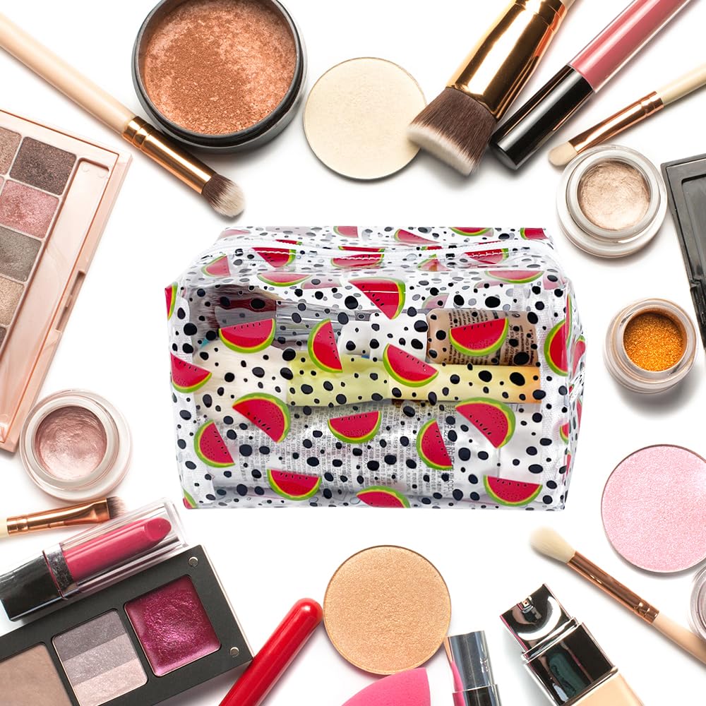 ONEART Cute Fruit Cosmetic Bag Set of 2 - Clear Makeup Toiletry Pouch with Zipper, Cartoon Portable Organizer for Travel, Gym & Daily Storage | Waterproof & Durable Beauty Accessories Case
