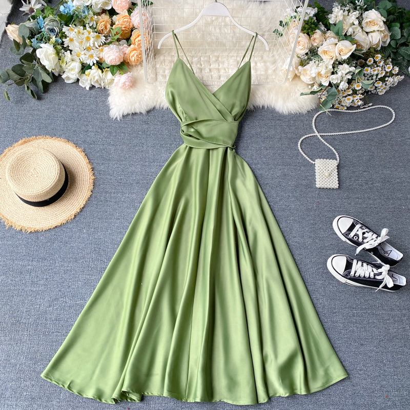 Elegant Long Skirt Summer Dress for Women - Open Back Spaghetti Strap Flowy Maxi Dress | Perfect for Beach Vacations, Date Nights & Summer Parties