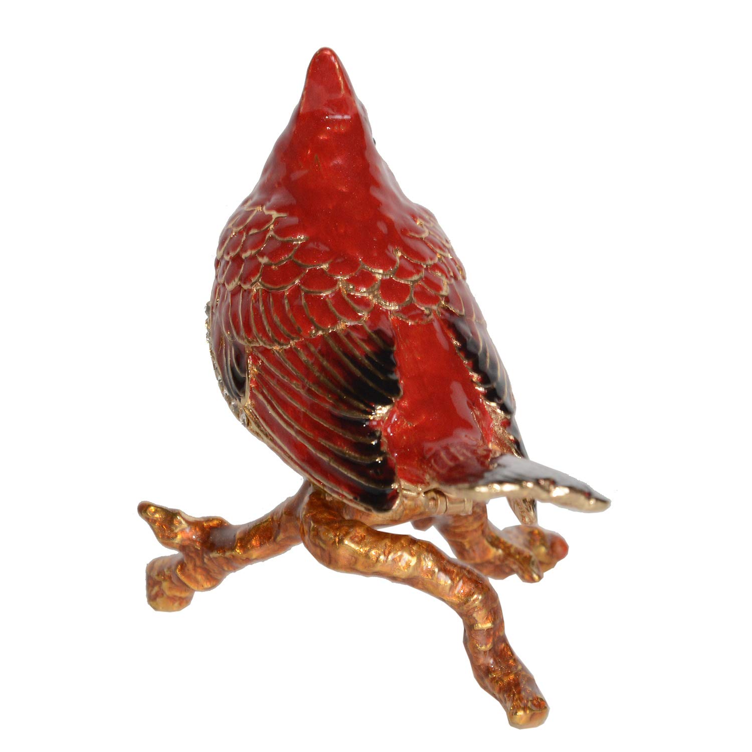 Hand-Painted Cardinal Parrot Jewelry Box with Hinged Lid - Decorative Trinket Box for Rings & Earrings - Bird Figurine Collectible Gift for Home Decor, Dresser Organizer & Christmas Present