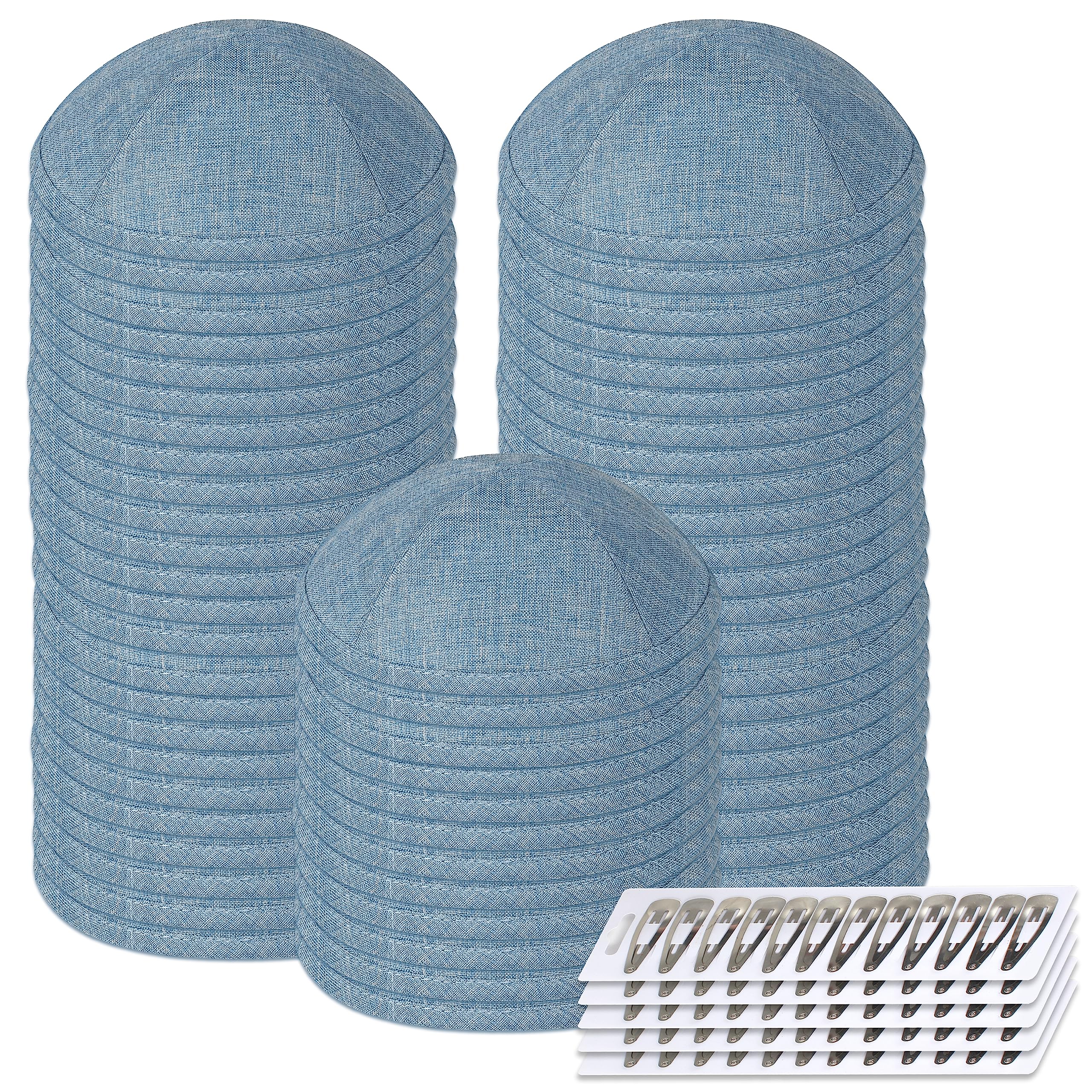 Premium Linen Kippah for Kids & Adults - Zion Judaica Deluxe Yamaka with Secure Clips - Perfect for Bar Mitzvah, Synagogue & Jewish Ceremonies