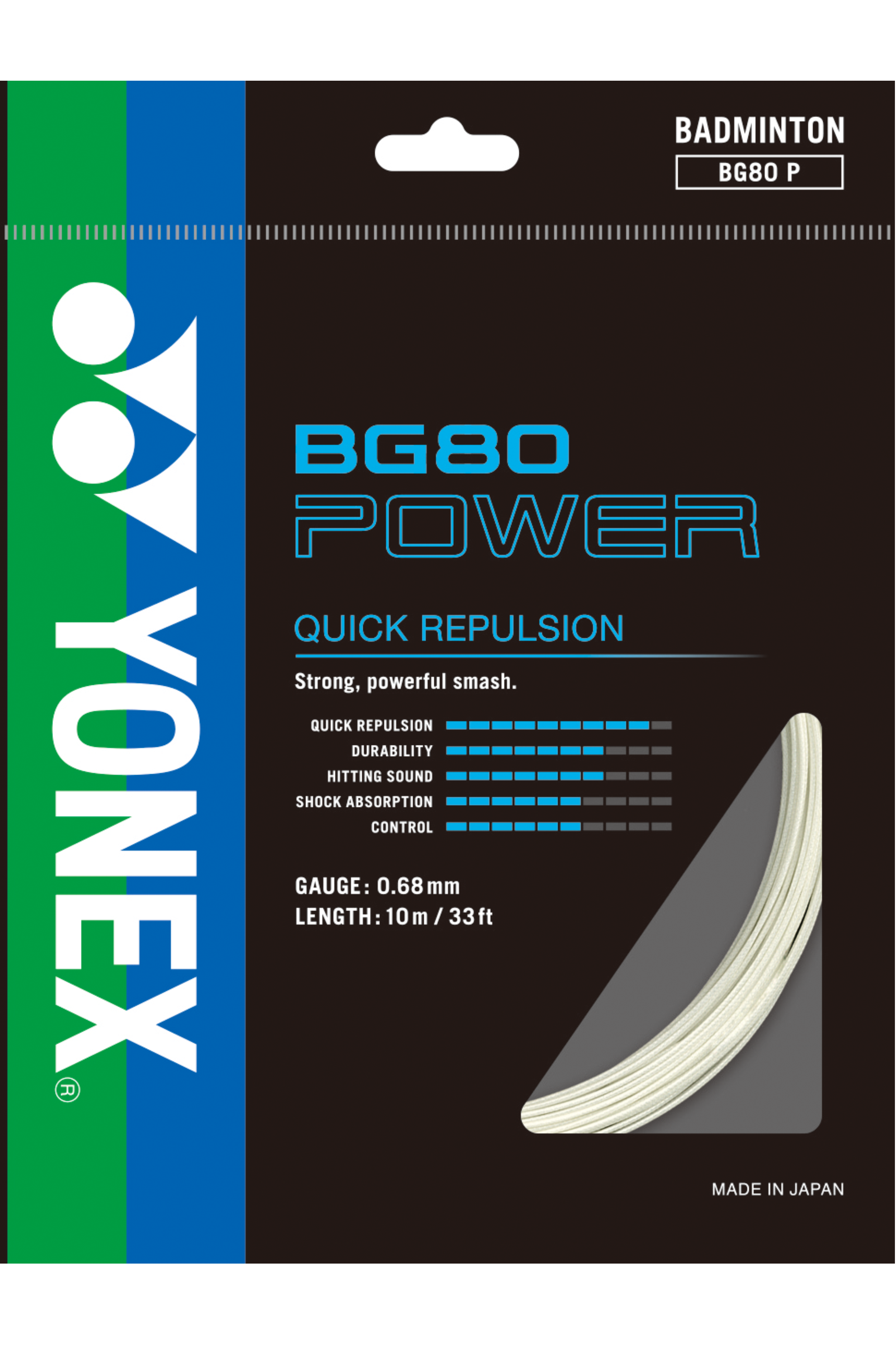 Yonex BG 80 Power Badminton String - High Performance Badminton Racket String for Professional Players | Perfect for Competitive Matches & Training