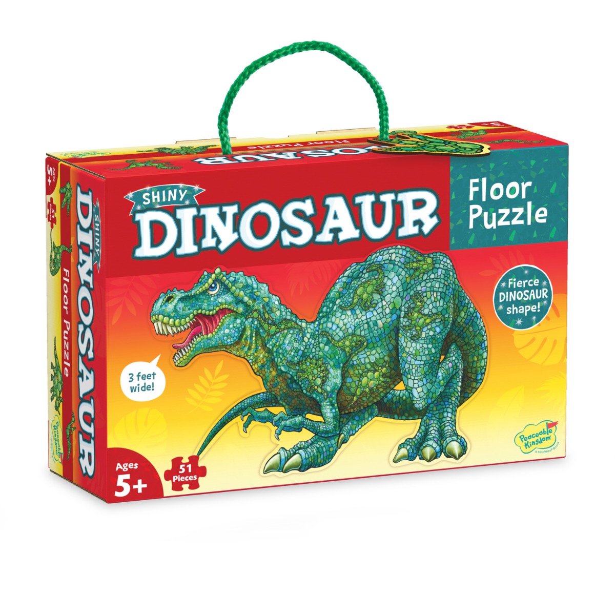 Peaceable Kingdom Shiny Dinosaur Floor Puzzle - 60-Piece Jigsaw Puzzle for Kids Ages 3-6, Educational Dinosaur Toys for Preschool Learning & Playroom Decor