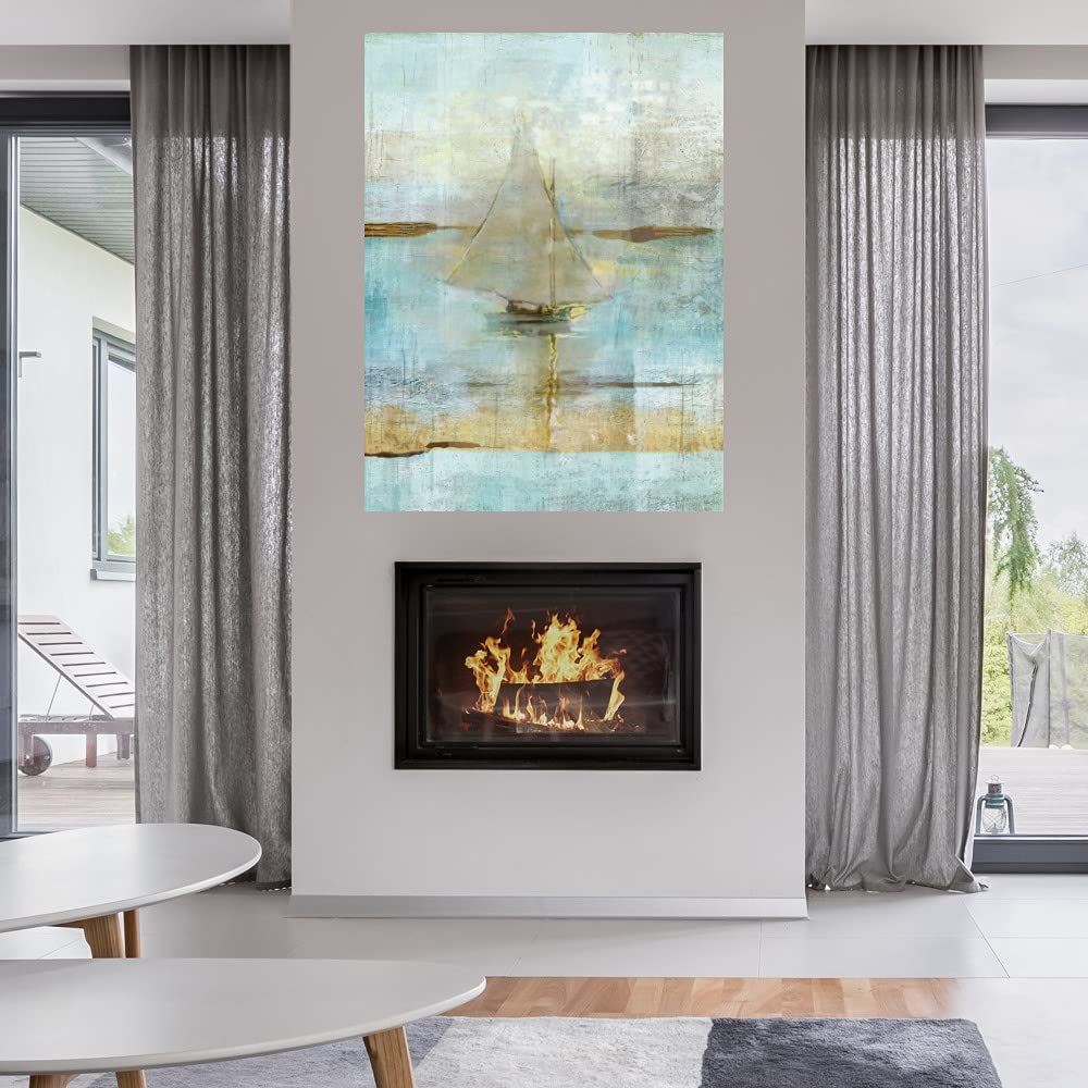 Sailing at Dusk Fine Art Canvas Print by Marta Wiley - 32x43 Inch Wall Decor for Living Room, Bedroom, Office & More - Ready to Hang - Perfect for Coastal, Nautical & Modern Home Decor