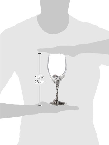 Arthur Court Designs Aluminum Grape Pattern Base Wine Glasses - Set of 4, 8.25 Inch Tall, 16 oz Stemware for Red & White Wine - Perfect for Dinner Parties, Weddings & Outdoor Entertaining