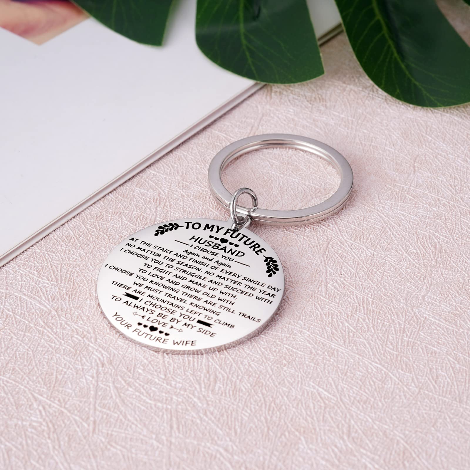 To My Future Husband Keychain - Romantic Engagement Gift for Fiancé, Wedding Anniversary, Birthday & Christmas - Personalized Keyring Gift for Him from Wife - Perfect for Valentine's Day, Proposals & Special Occasions