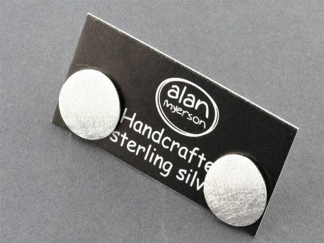 Convex Scratched Stud Earrings - Sterling Silver Disc Earrings for Women, Perfect for Casual & Party Wear