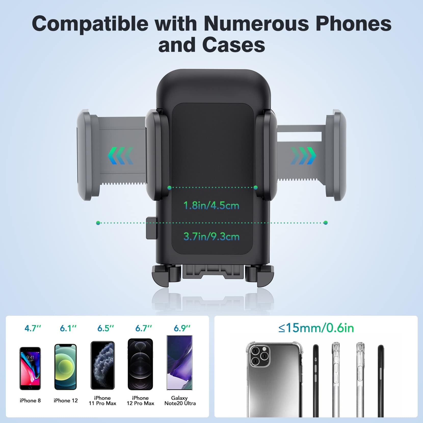 Car Phone Holder - Super Sticky Suction Cup Dashboard & Windshield Mount, 360° Rotatable Retractable Stand for Phones up to 7 Inches | Perfect for GPS Navigation, Hands-Free Calling & Road Trips