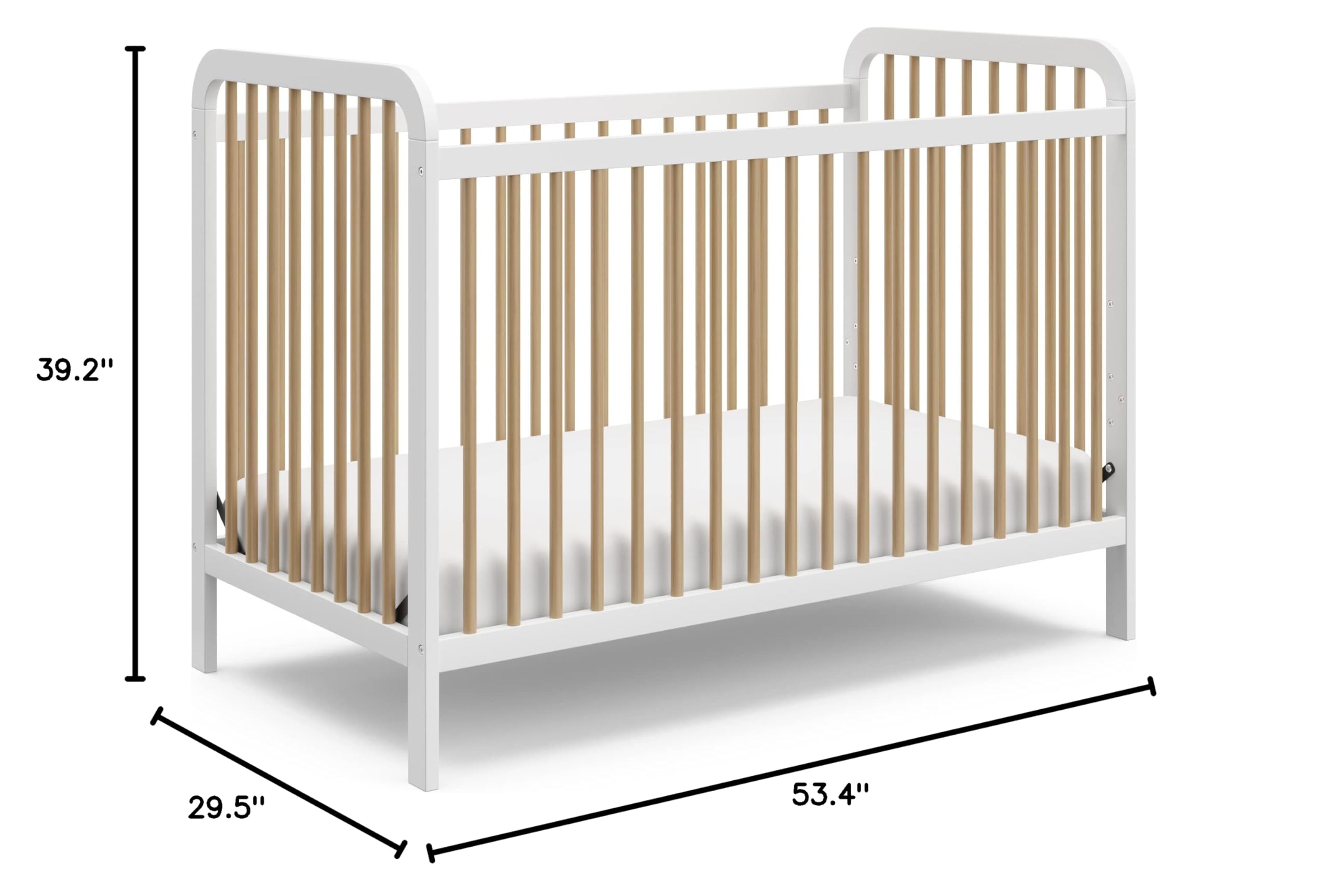 Storkcraft Pasadena 3-in-1 Convertible Baby Crib - GREENGUARD Gold Certified, White with Driftwood Finish | Converts to Daybed & Toddler Bed | Adjustable Mattress Height | Fits Standard Full-Size Crib Mattress | Perfect for Nursery, Bedroom & Daycare Use