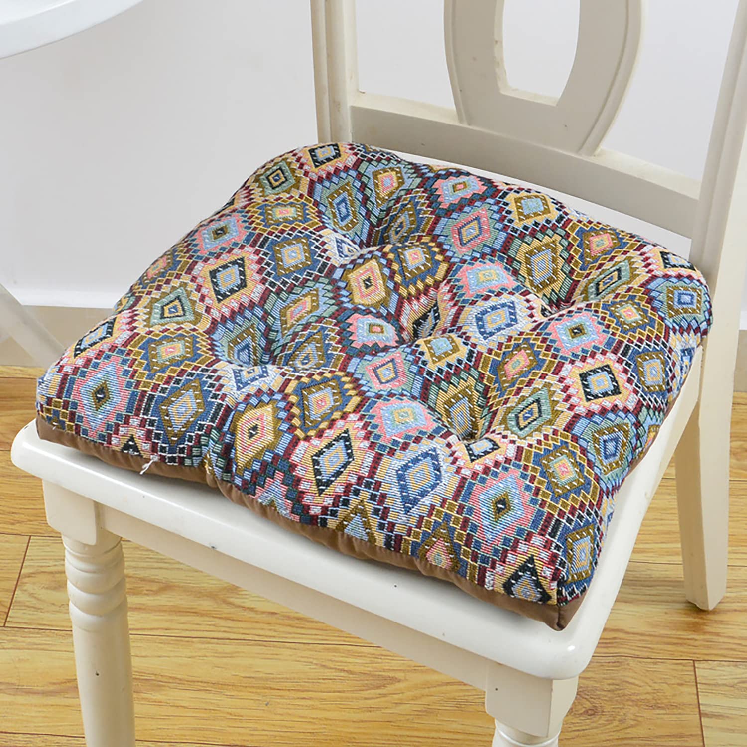 BEFASYY 6-Pack Thickened European Style Dining Chair Cushions with Lace-up - U-Shaped Quilted Kitchen Chair Pads for Sofa, Office & Home Decor (Brown) | Comfortable Seat Cushions for Dining Room, Living Room & Workspace