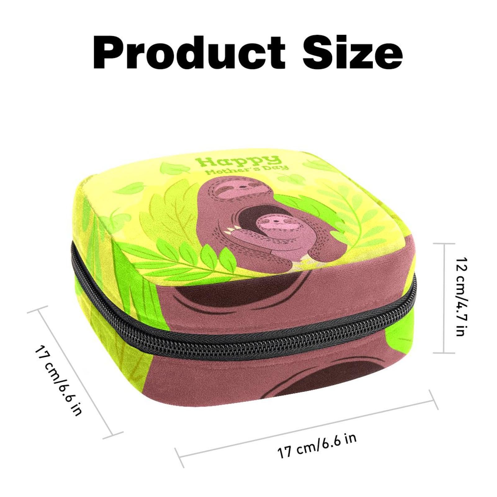 Menstrual Cup Organizer & Sanitary Pad Pouch - Waterproof Travel Storage Bag for Women & Girls - Perfect for Period Essentials, Tampons, and Hygiene Products - Cute Sloth & Baby Design - Ideal for Travel, Gym, Work, and School