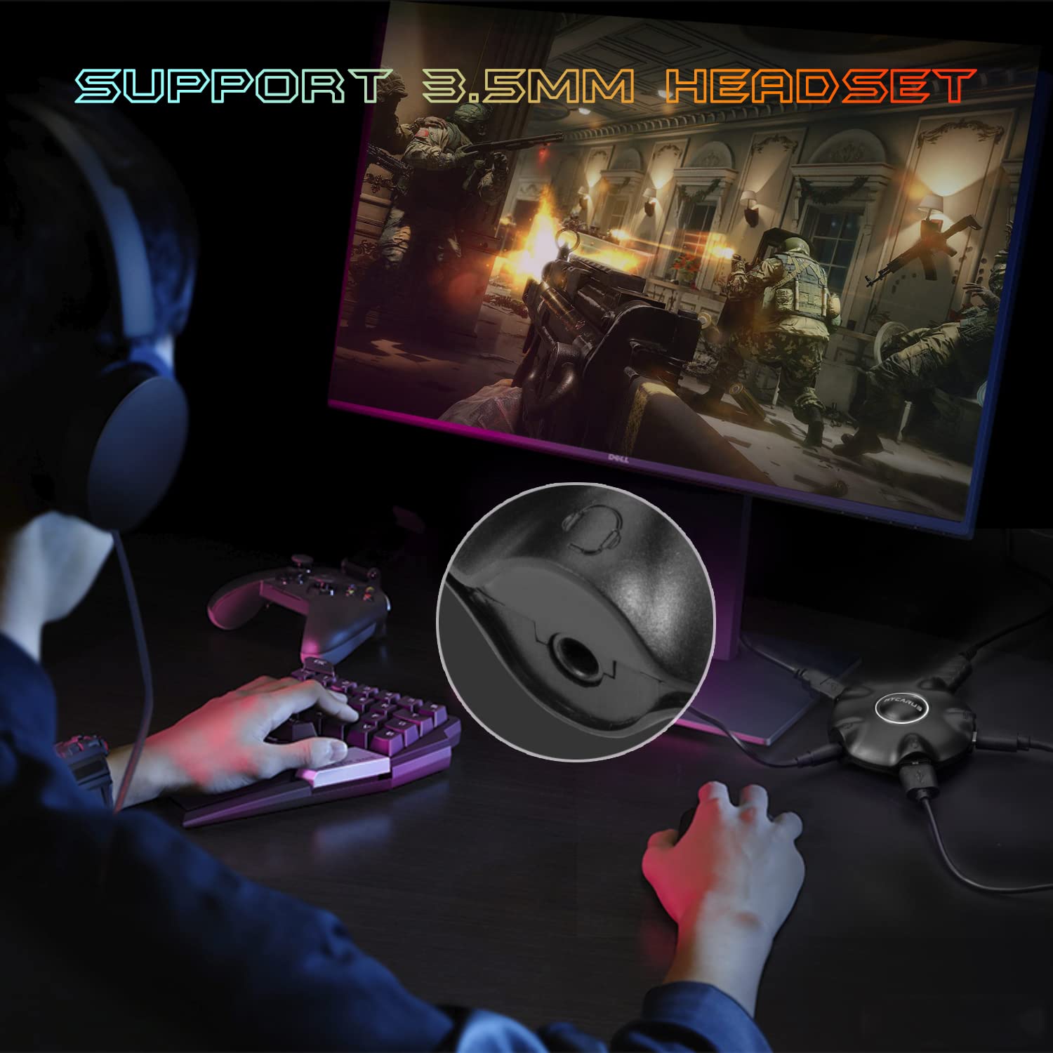 USB Type A Keyboard and Mouse Adapter for Nintendo Switch, Xbox One, PS4 & PS3 - One-to-Many Key Mapping, Low-Latency Gaming, Compatible with Full Game Versions - Perfect for FPS, RPG & Strategy Games on Console
