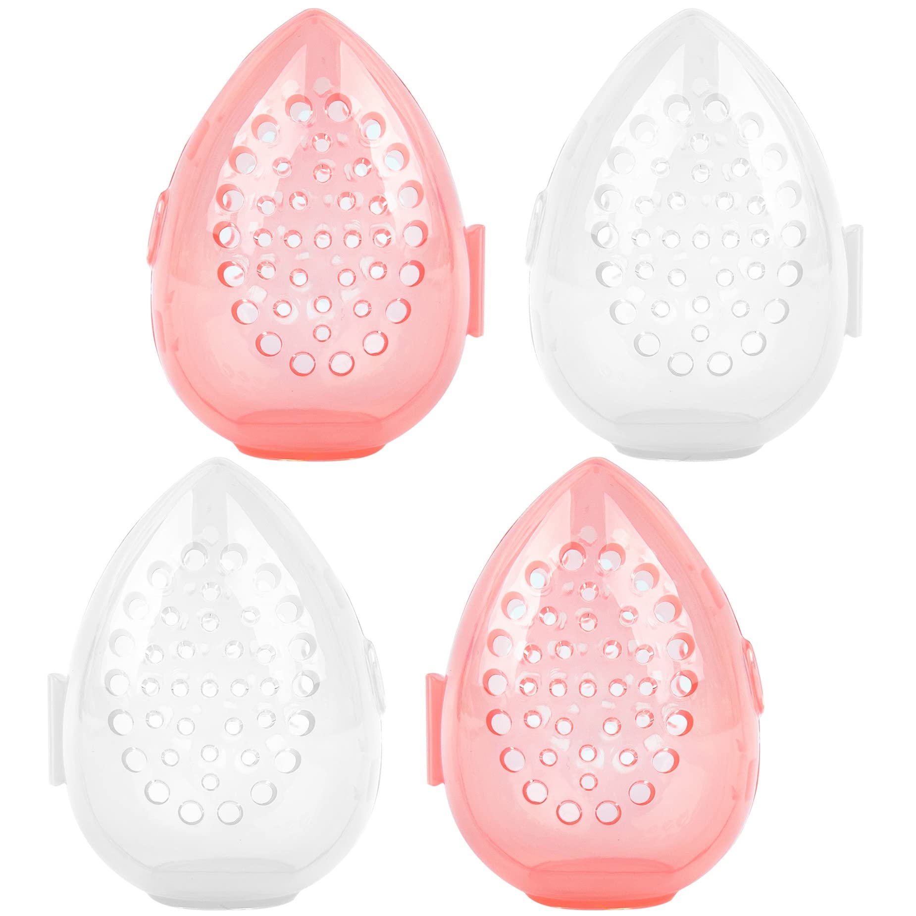 4 Pack Breathable Beauty Blender Sponge Holder - Clear Pink Makeup Storage Case for Travel & Home Organization | Keep Makeup Tools Clean & Dry