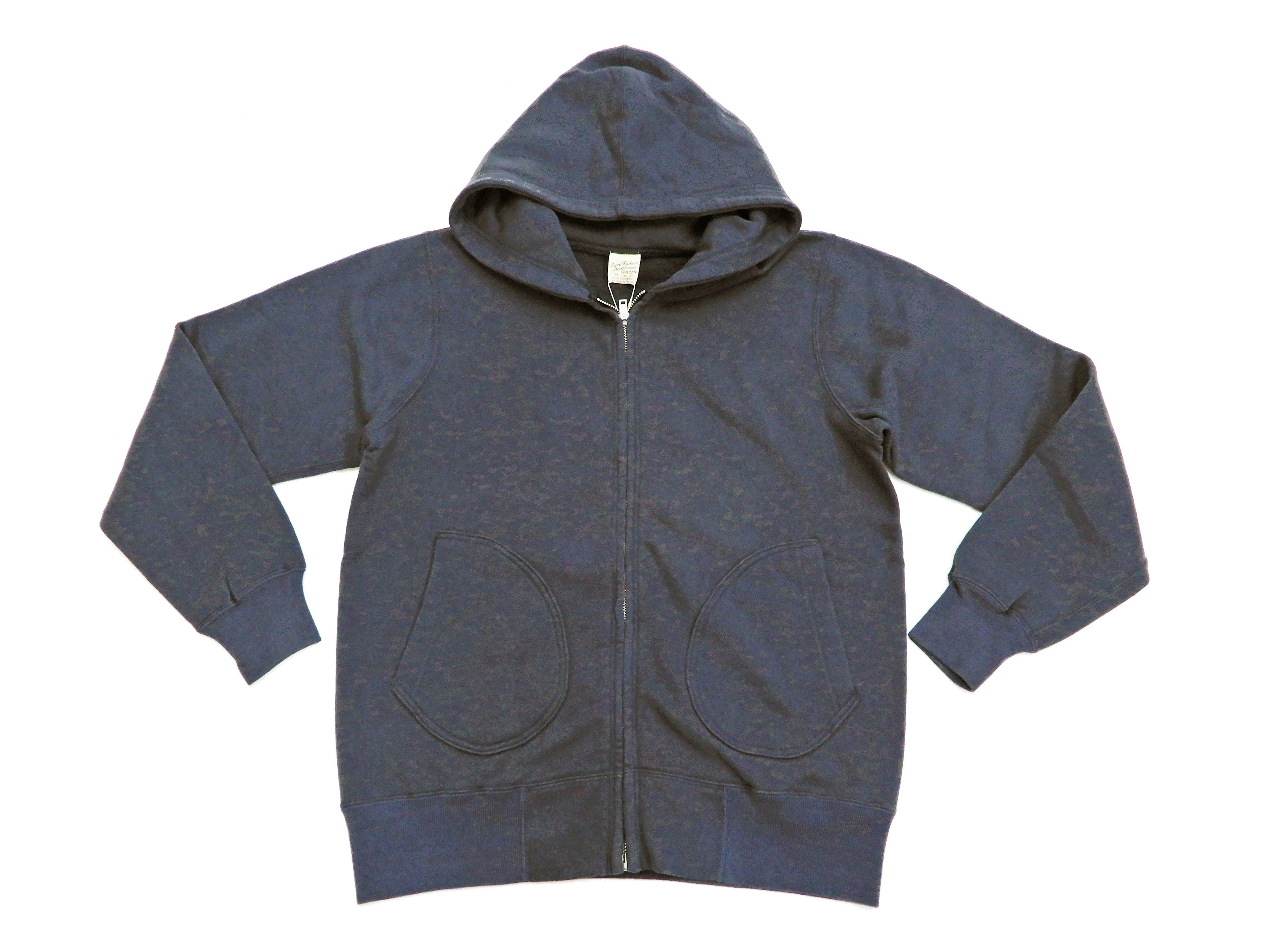 Buzz Rickson Men's Plain Zip Front Hooded Sweatshirt BR65623 - Faded Navy Blue Hoodie for Casual Wear & Outdoor Activities